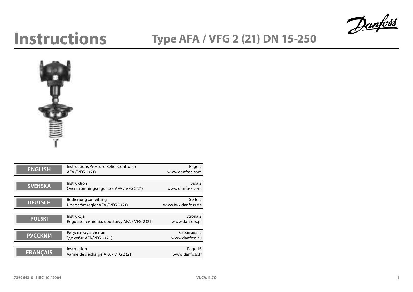 Danfoss VFG 2 User Manual