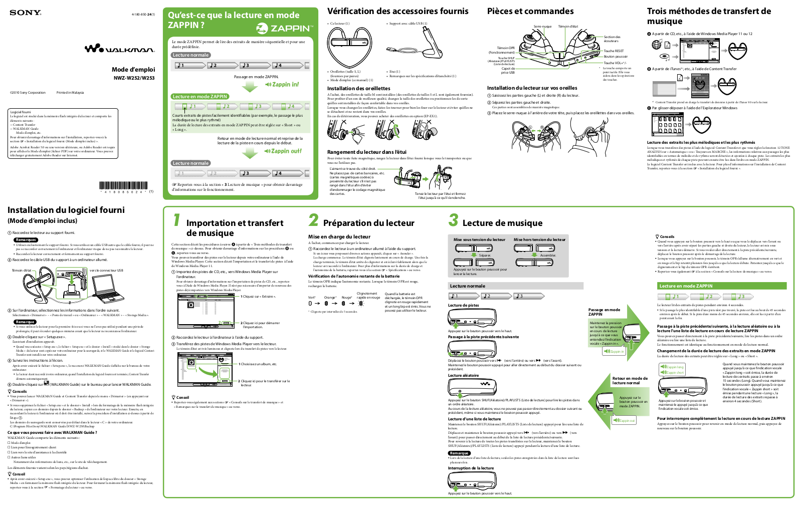 SONY NWZ-W252 User Manual