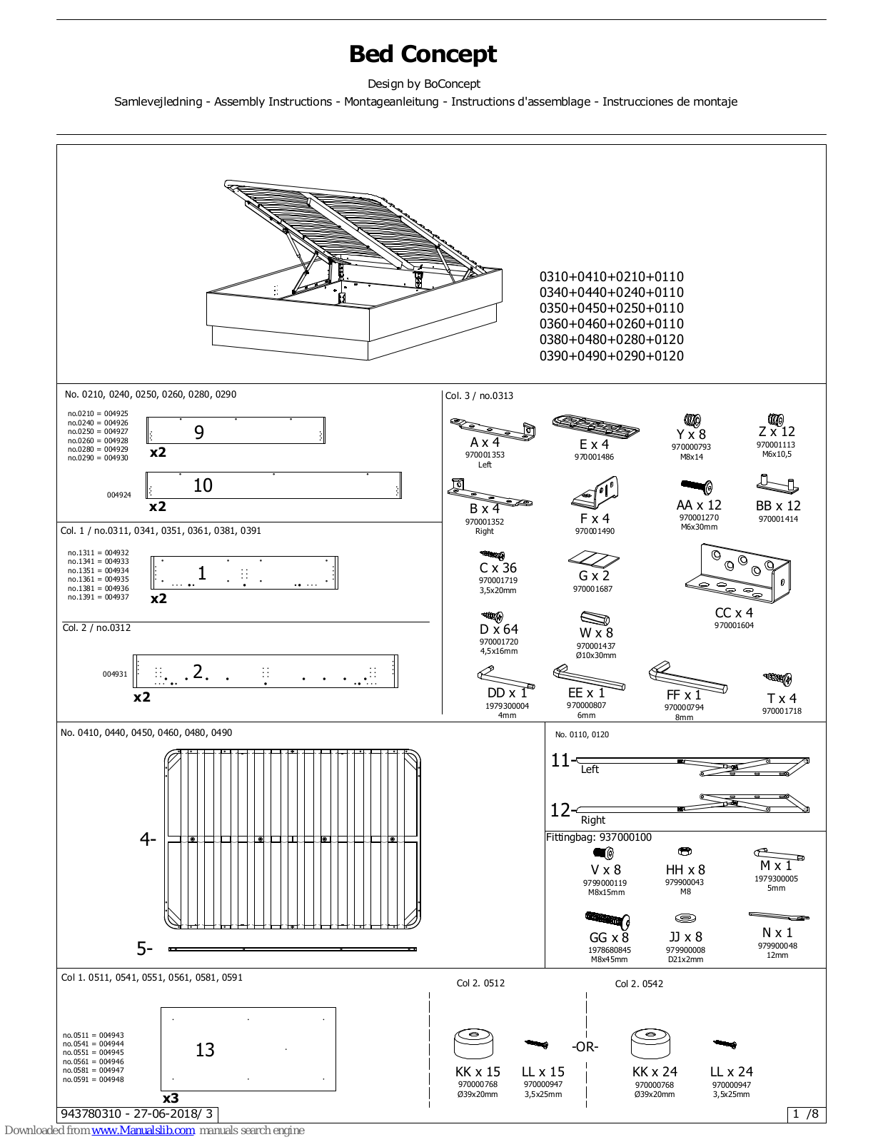 BoConcept Bed Concept, MEZZO Assembly Instructions Manual