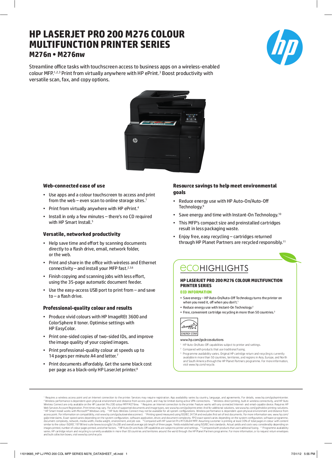 HP m276 Datasheet