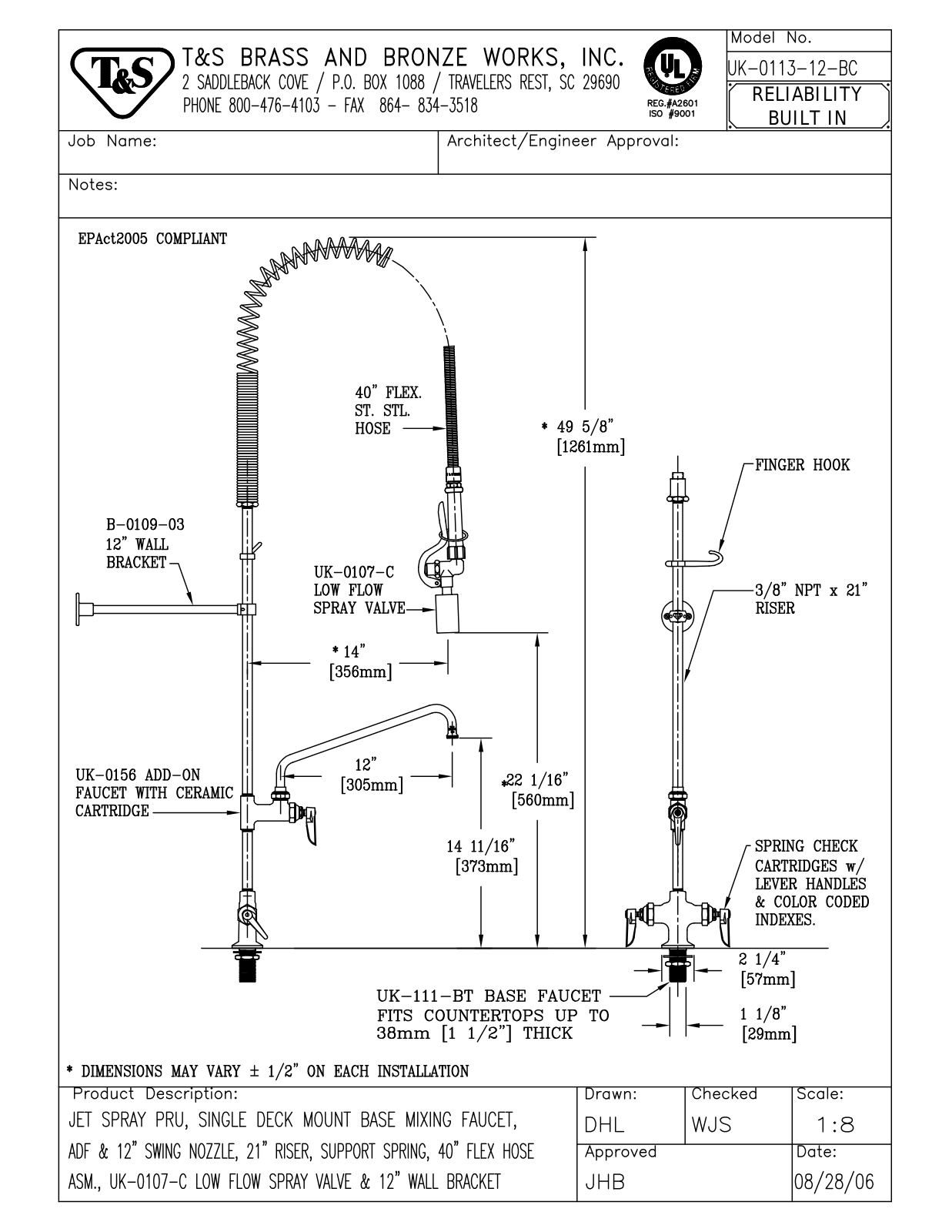 T&S Brass UK-0113-12-BC User Manual