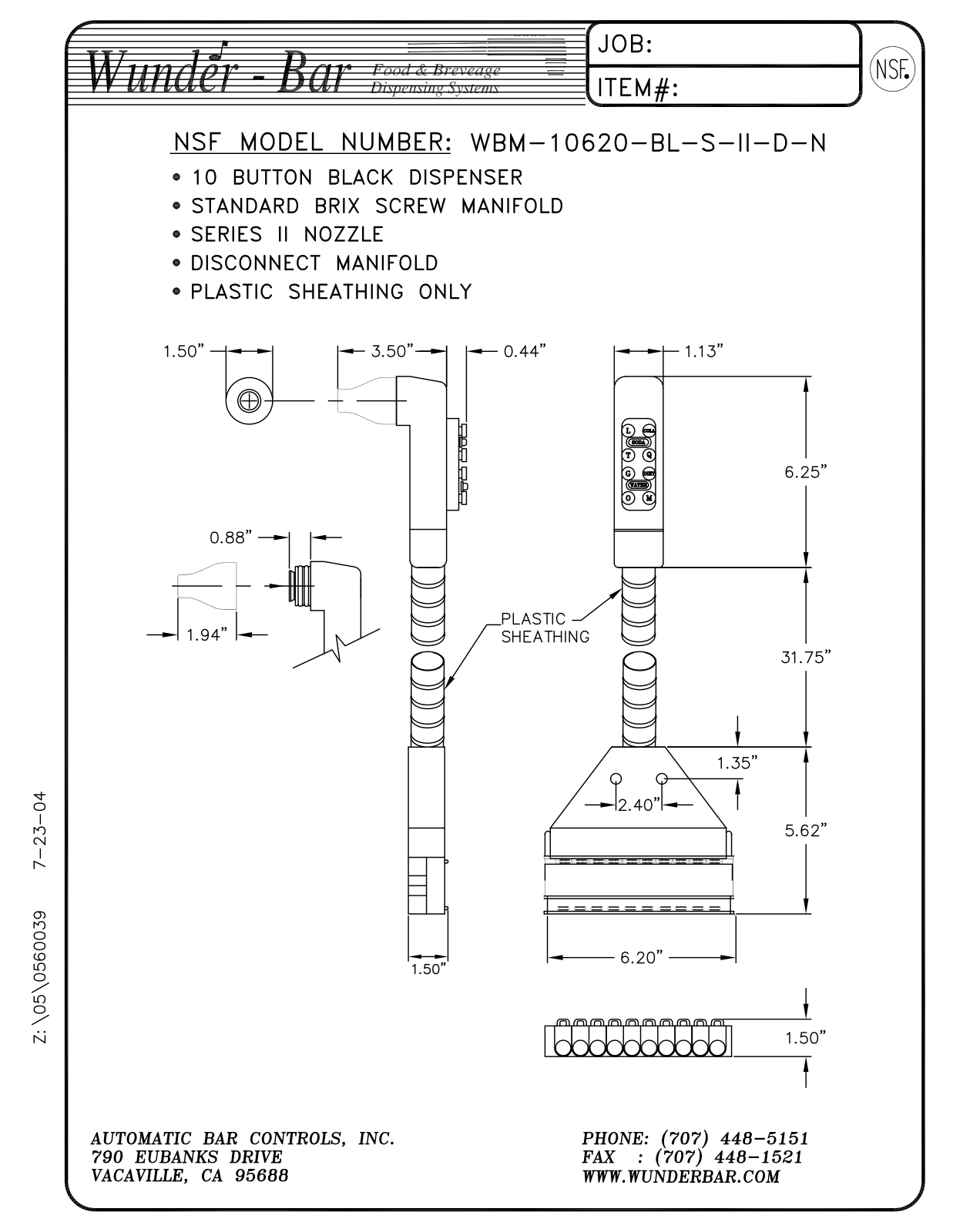 Wunder Bar WBM-10620-BL-S-II-D-N User Manual