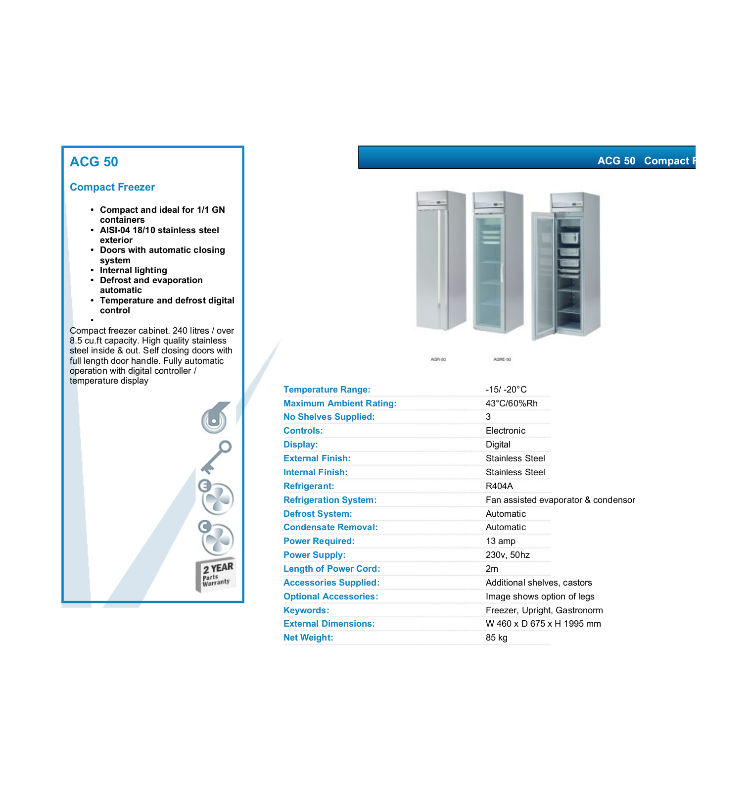 Valera ACG 50 DATASHEET