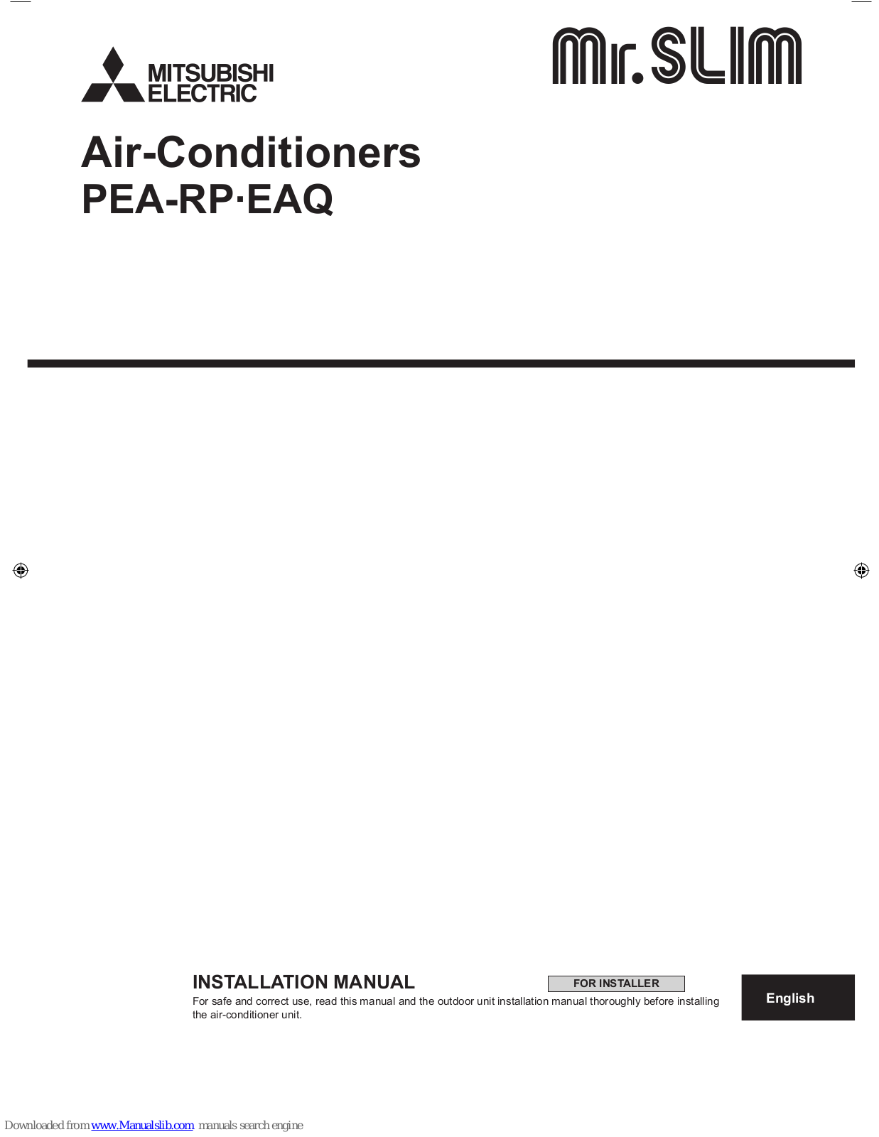 Mitsubishi Electric PEA-RP-EAQ Installation Manual