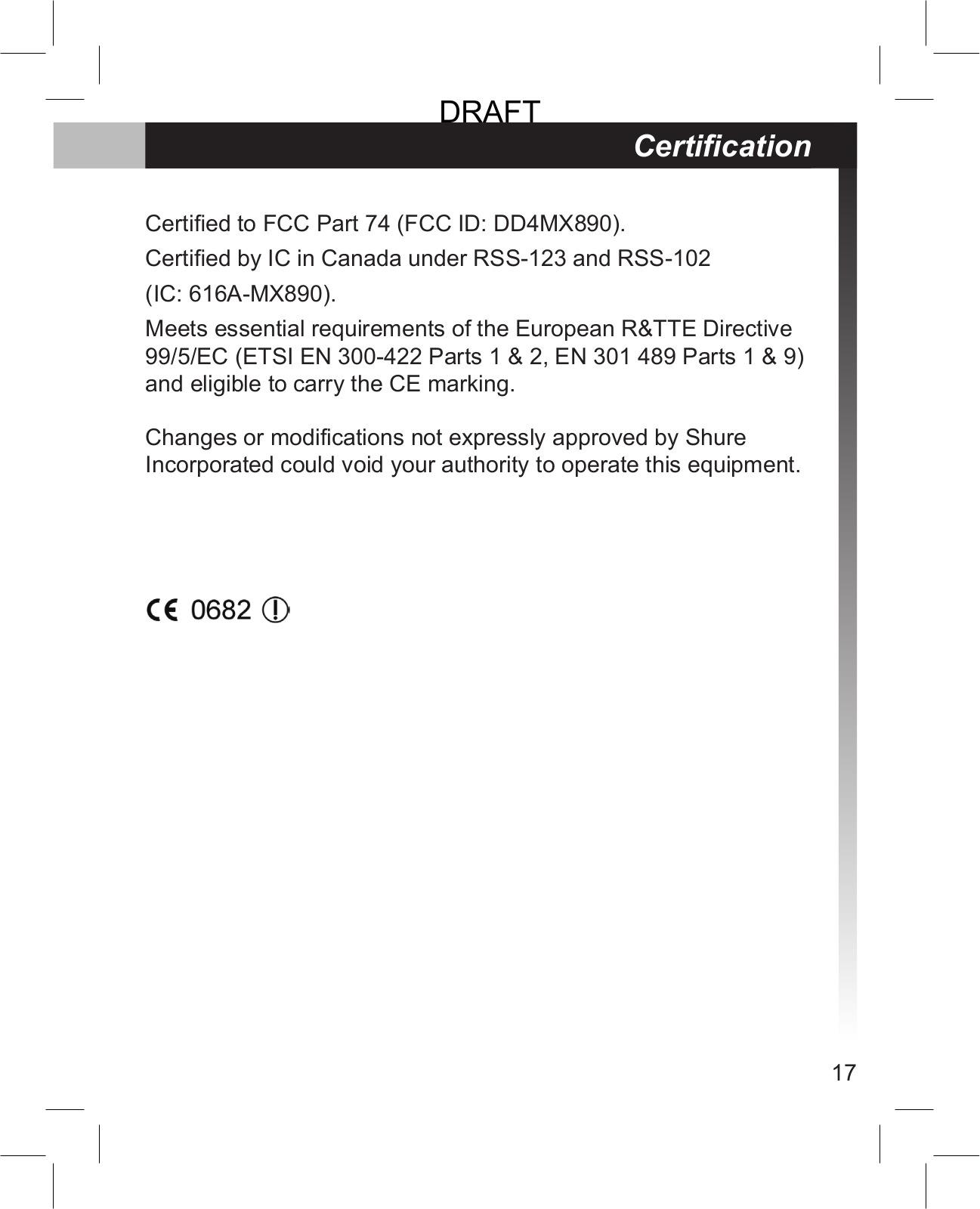 Shure orporated MX890L4 User Manual