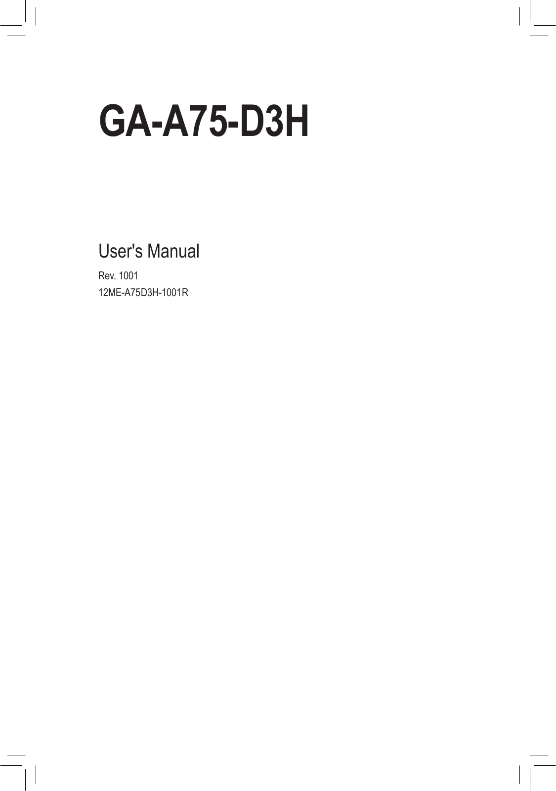 Gigabyte GA-A75-D3H User Manual