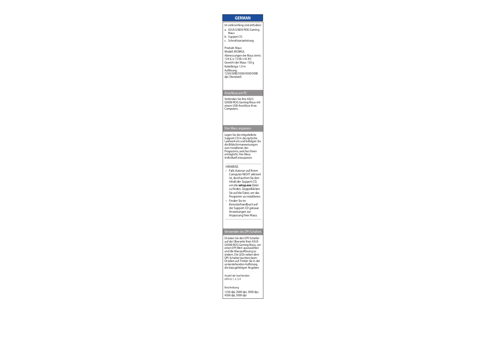 Asus GX850 Quick Start Guide