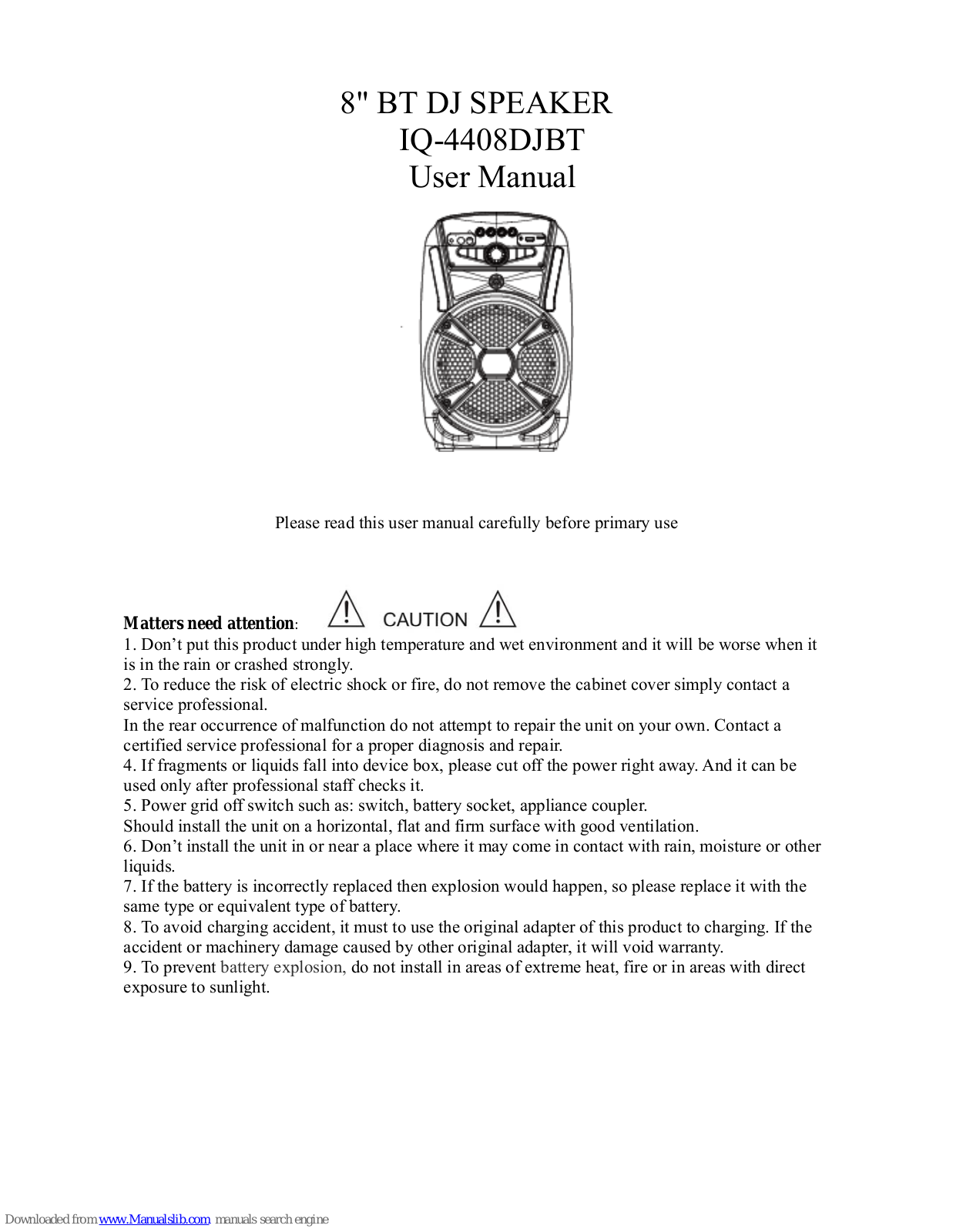 Supersonic IQ-4408DJBT User Manual