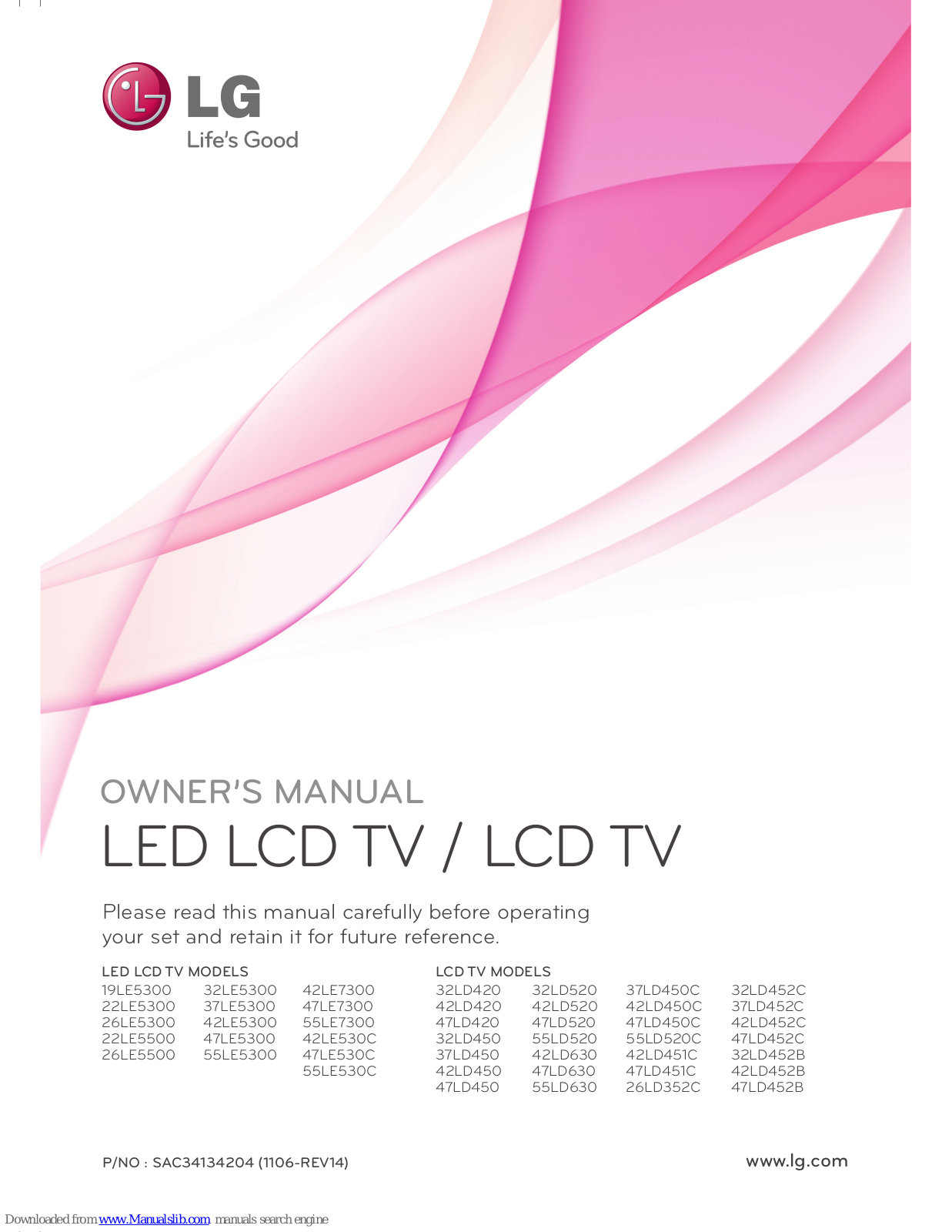 LG 55LD520C, 42LE530C, 42LD451C, 47LD451C, 42LD452C Owner's Manual