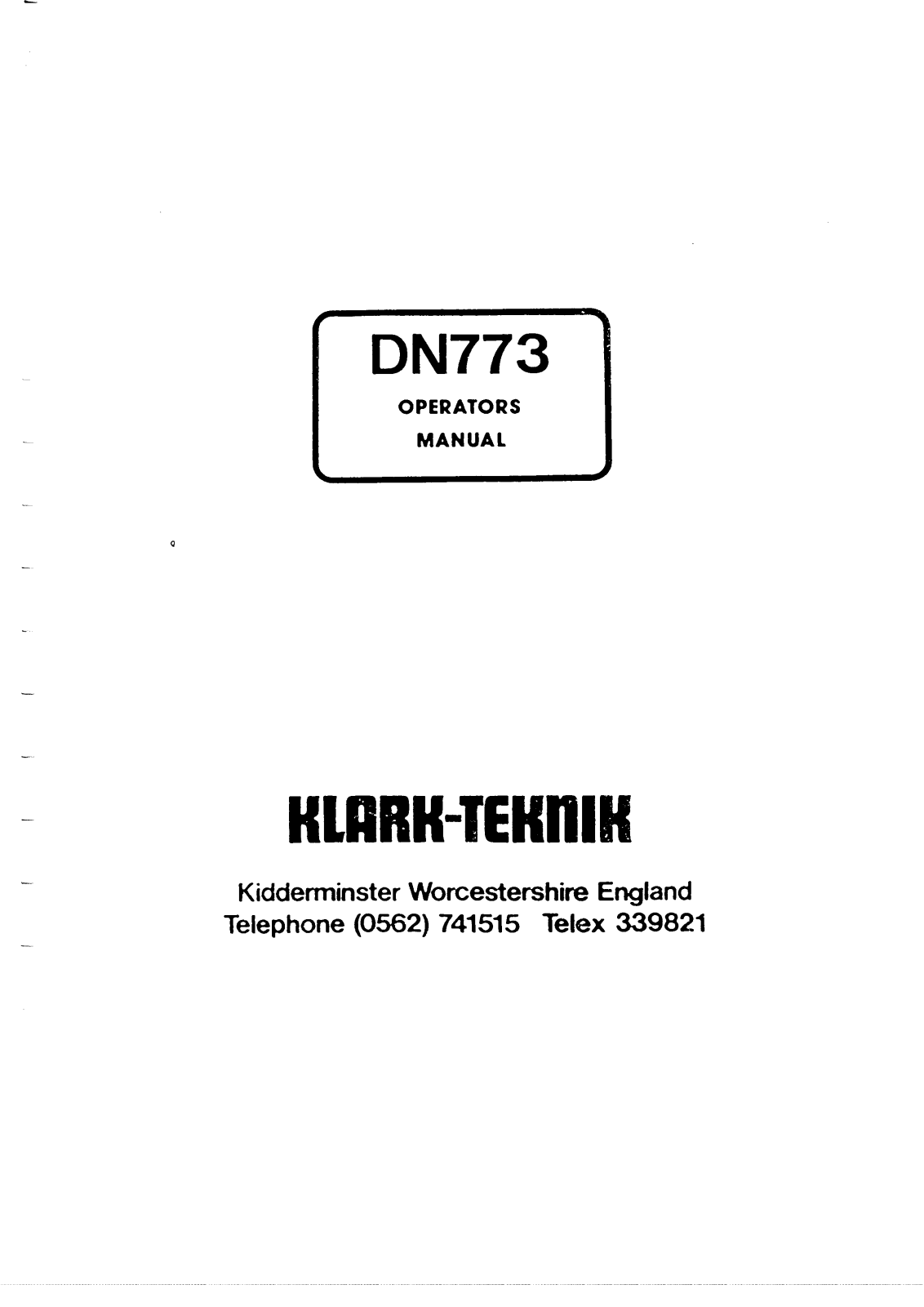 Klark Teknik DN773 User Manual