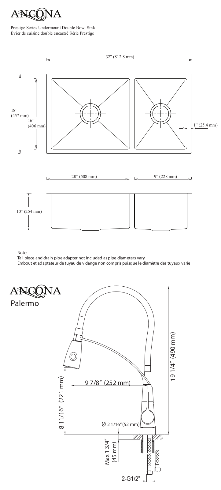 Ancona ACDA1235 Dimensions - ManualMachine.com