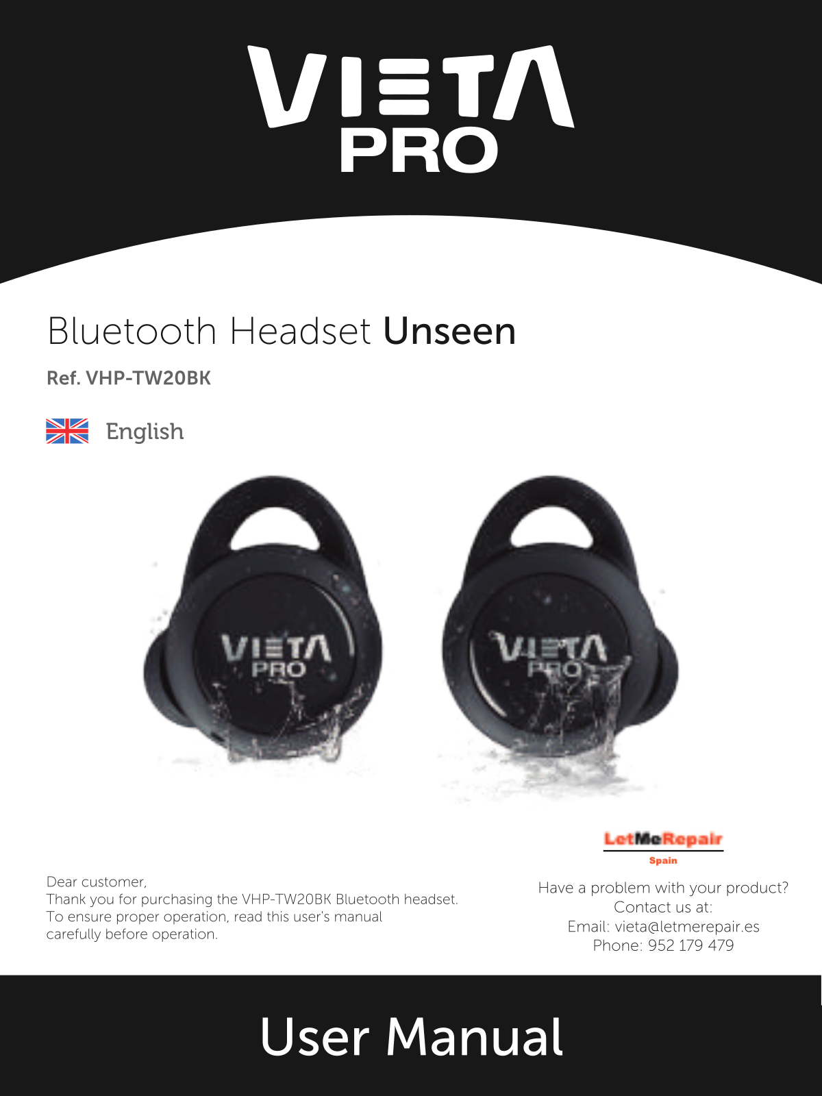 Vieta Pro VHP-TW20BK User Manual