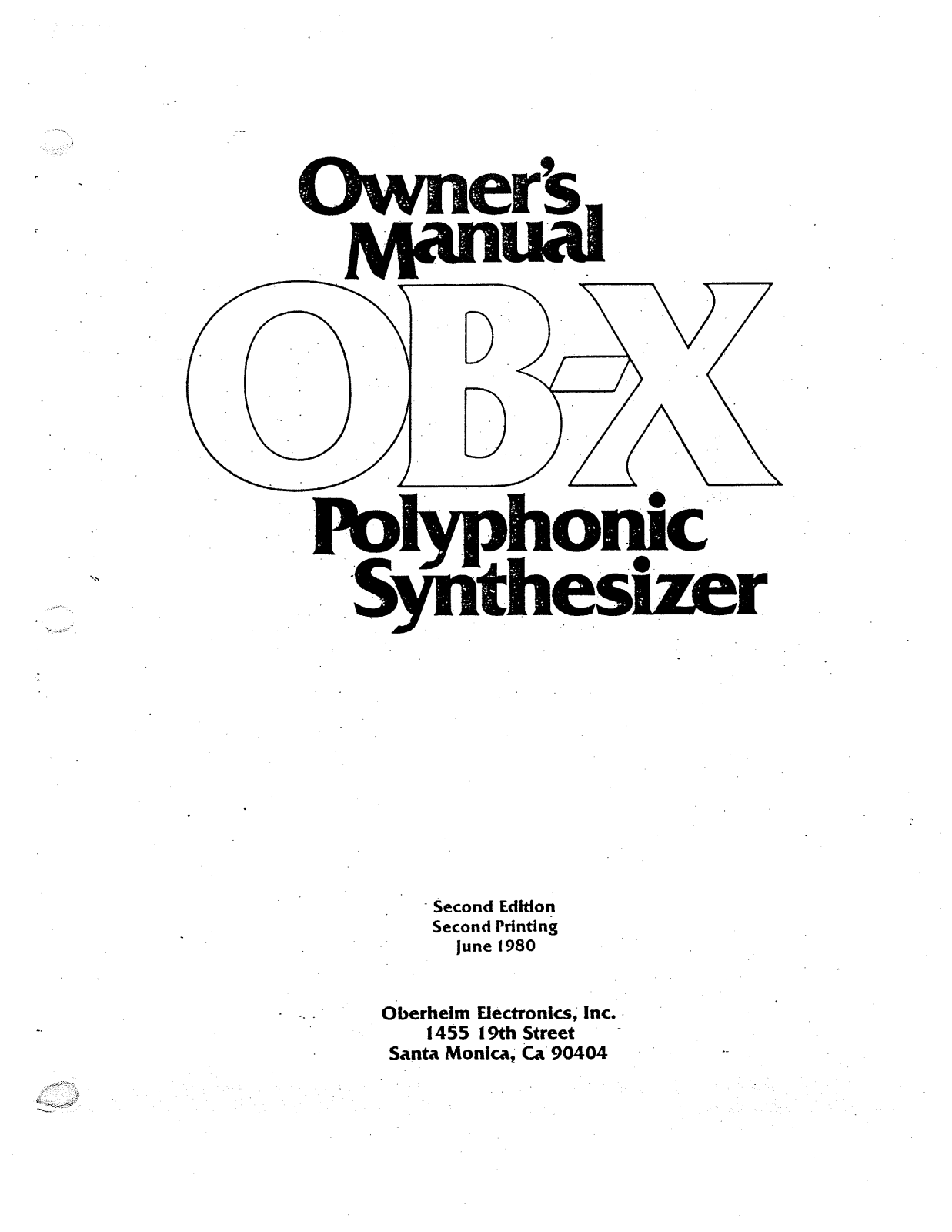 Oberheim OB-X User Manual