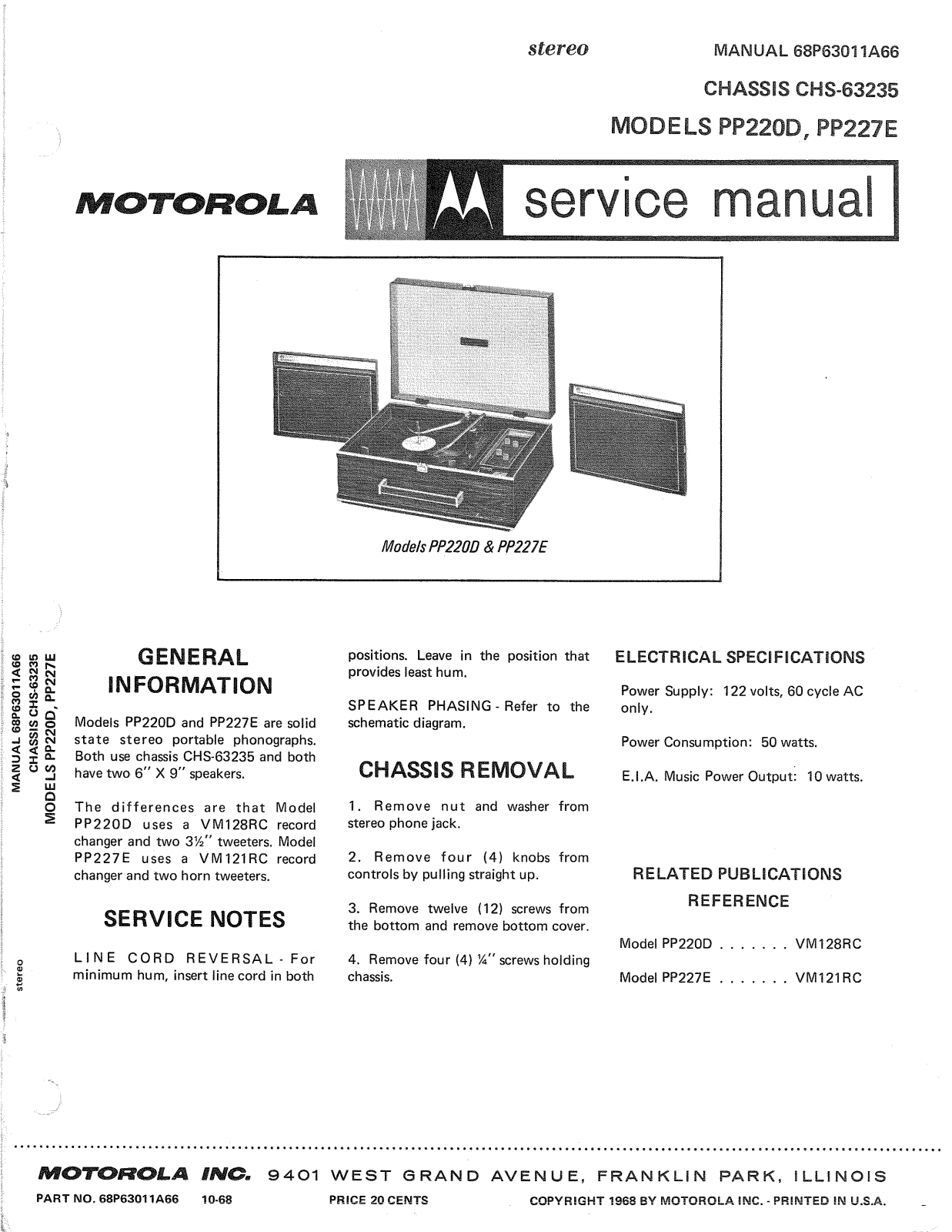 Moth Audio PP-220-D, PP-227-E Service manual