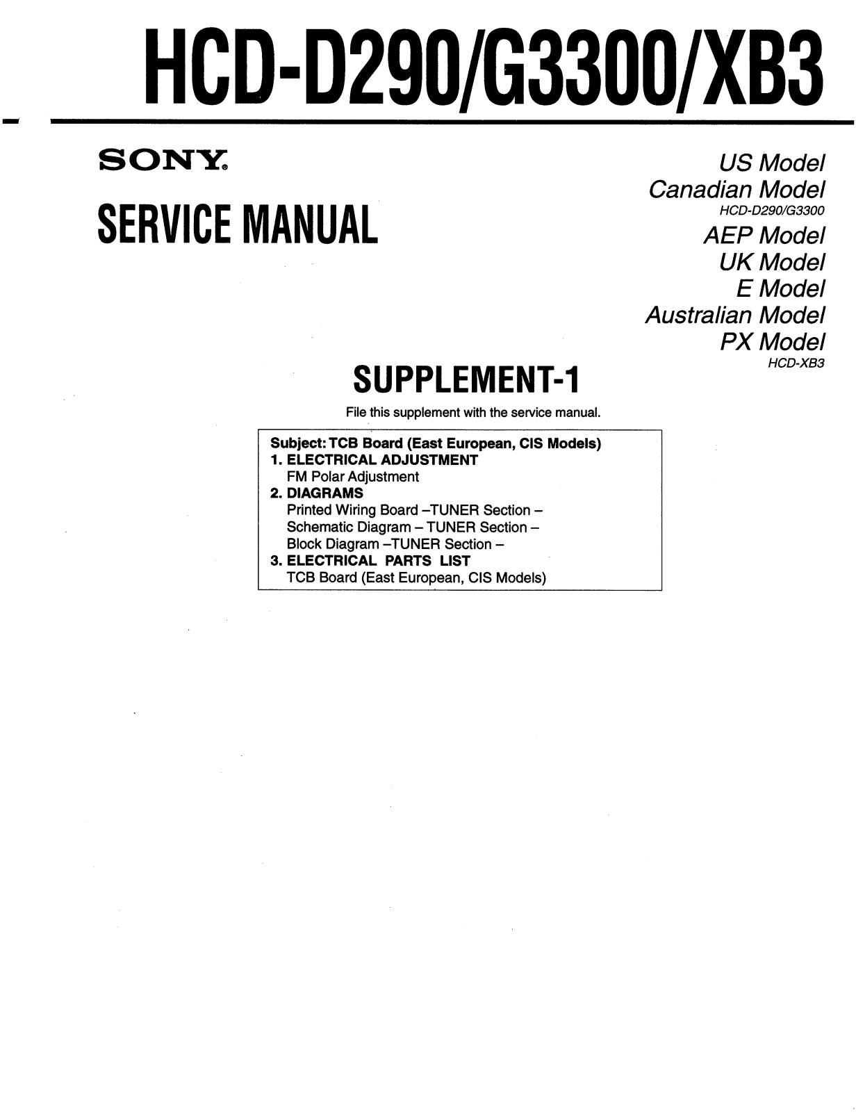 Sony HCD-D290, HCD-G3300 Service Manual