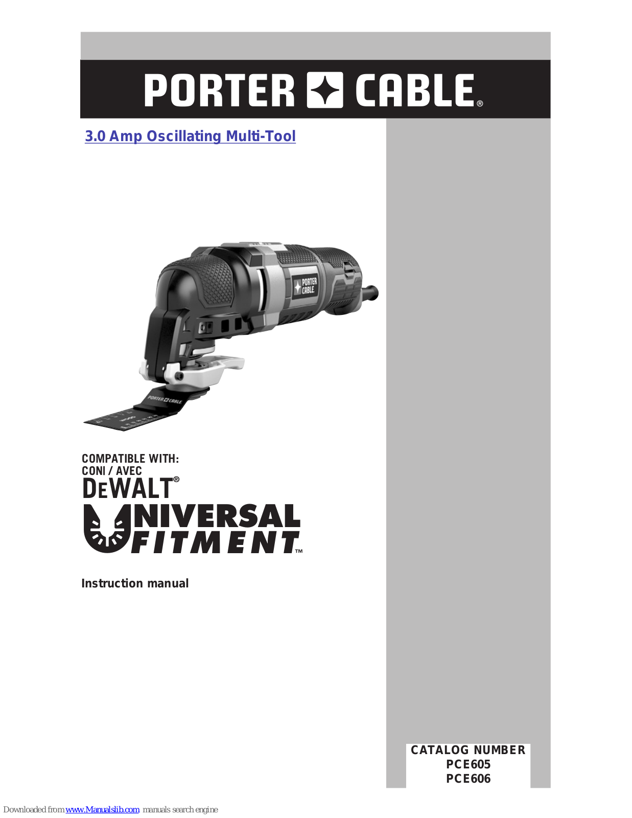 Porter-Cable PCE605, PCE606 Instruction Manual