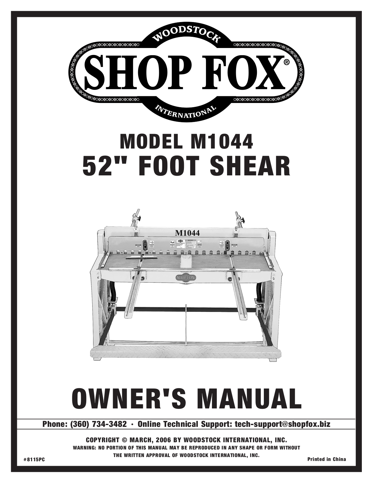 Shop fox M1044 User Manual