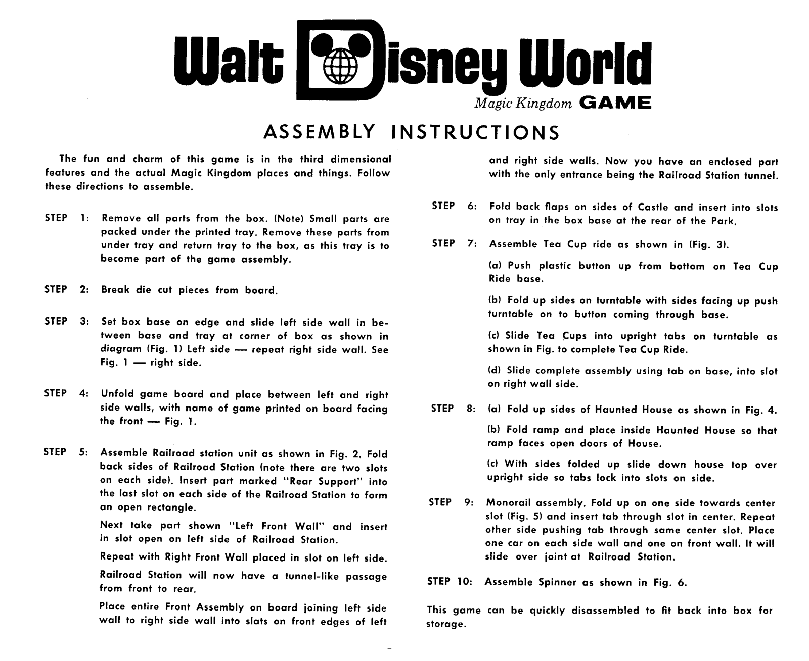 HASBRO Walt Disney World Magic Kingdom User Manual