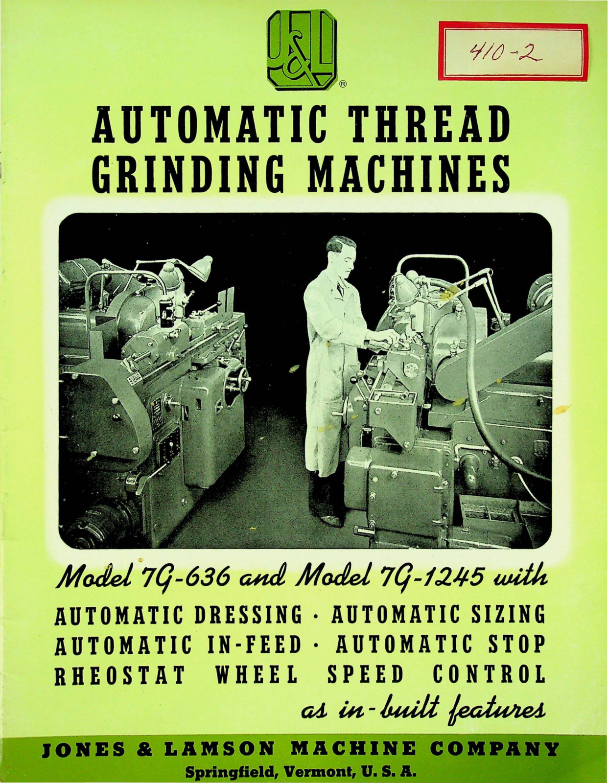 Jones & Lamson Machine Automatic Thread Grinding Machines Threading Machinery - ManualMachine.com