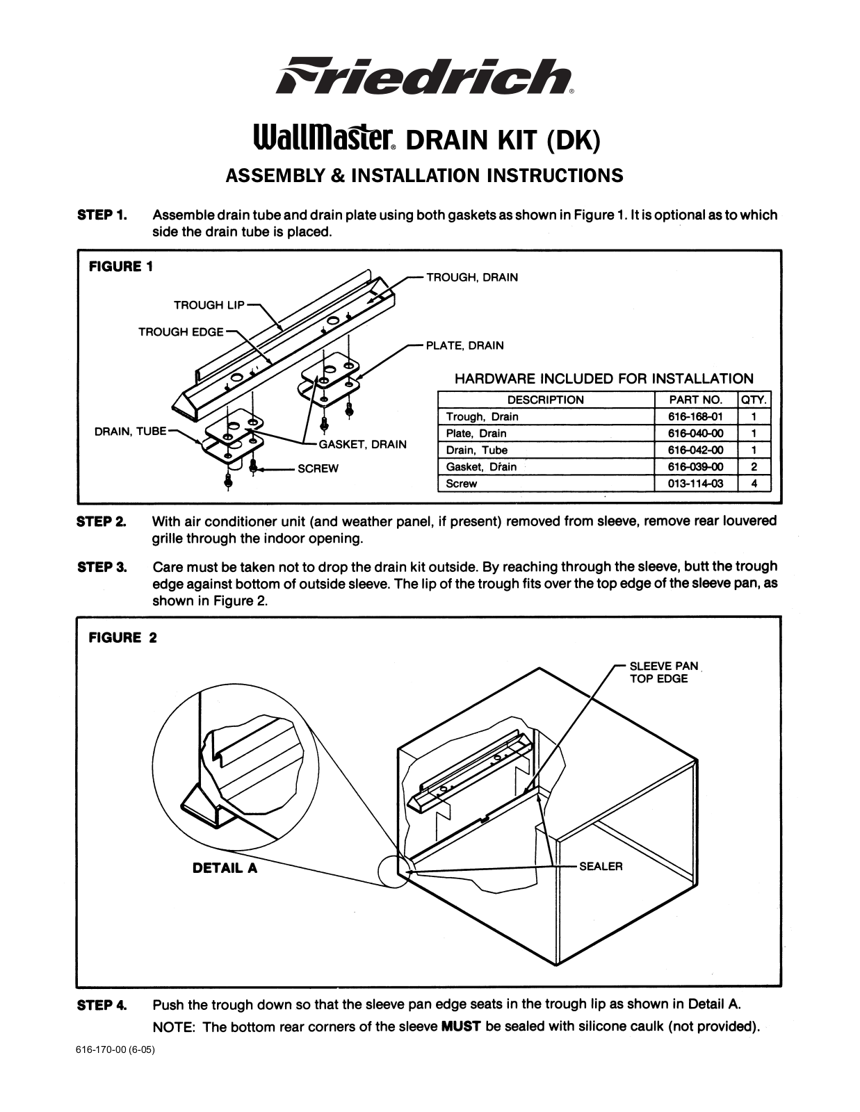 Friedrich WCT08A10A Assembly manual