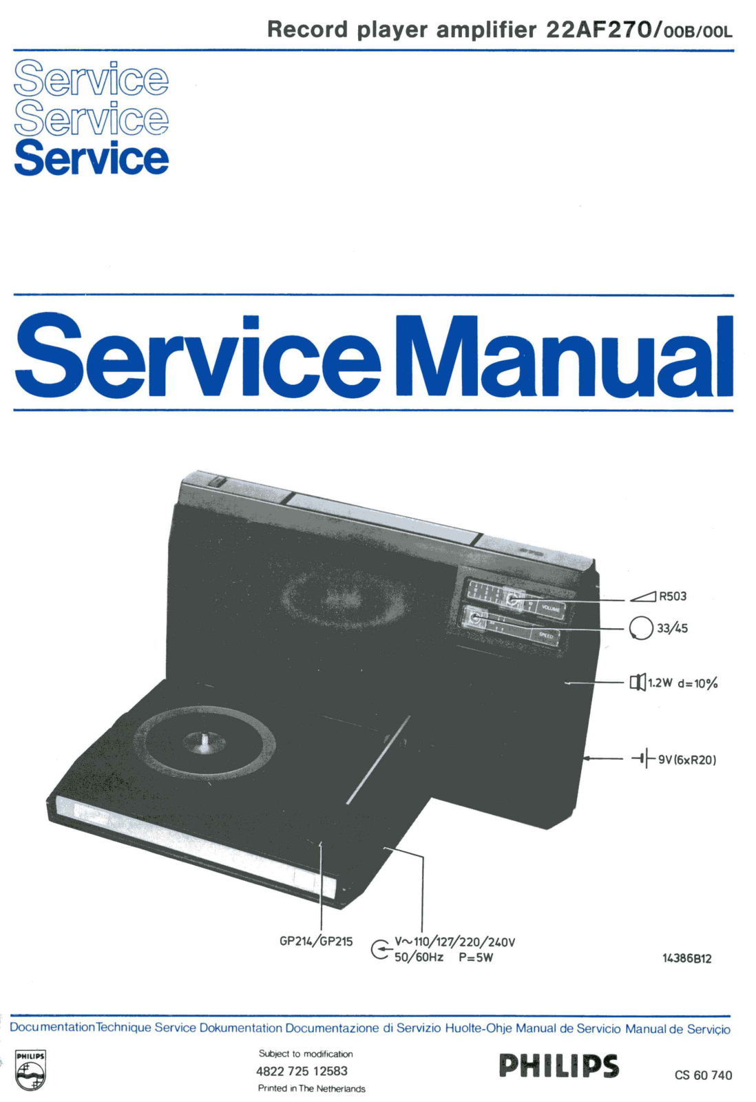 Philips 22-AF-270 Service Manual