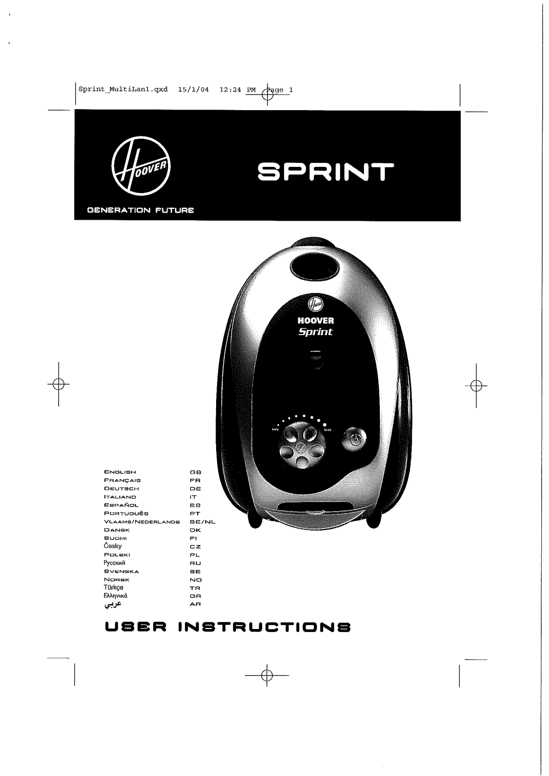 Hoover SPRINT User Manual