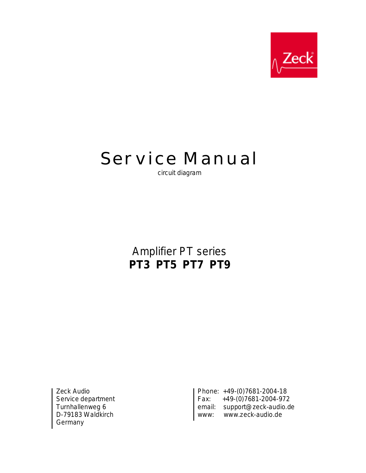 Zeck Audio PT9 Service Manual