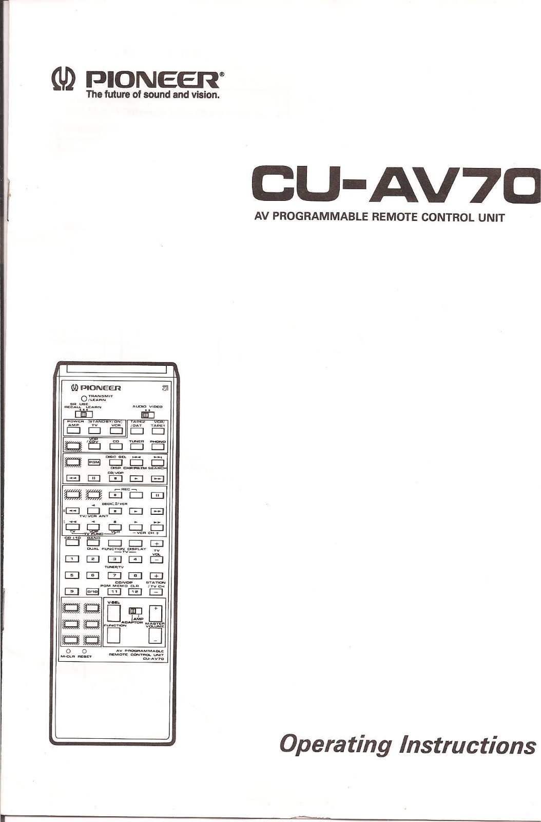 Pioneer CU-AV70 User Manual