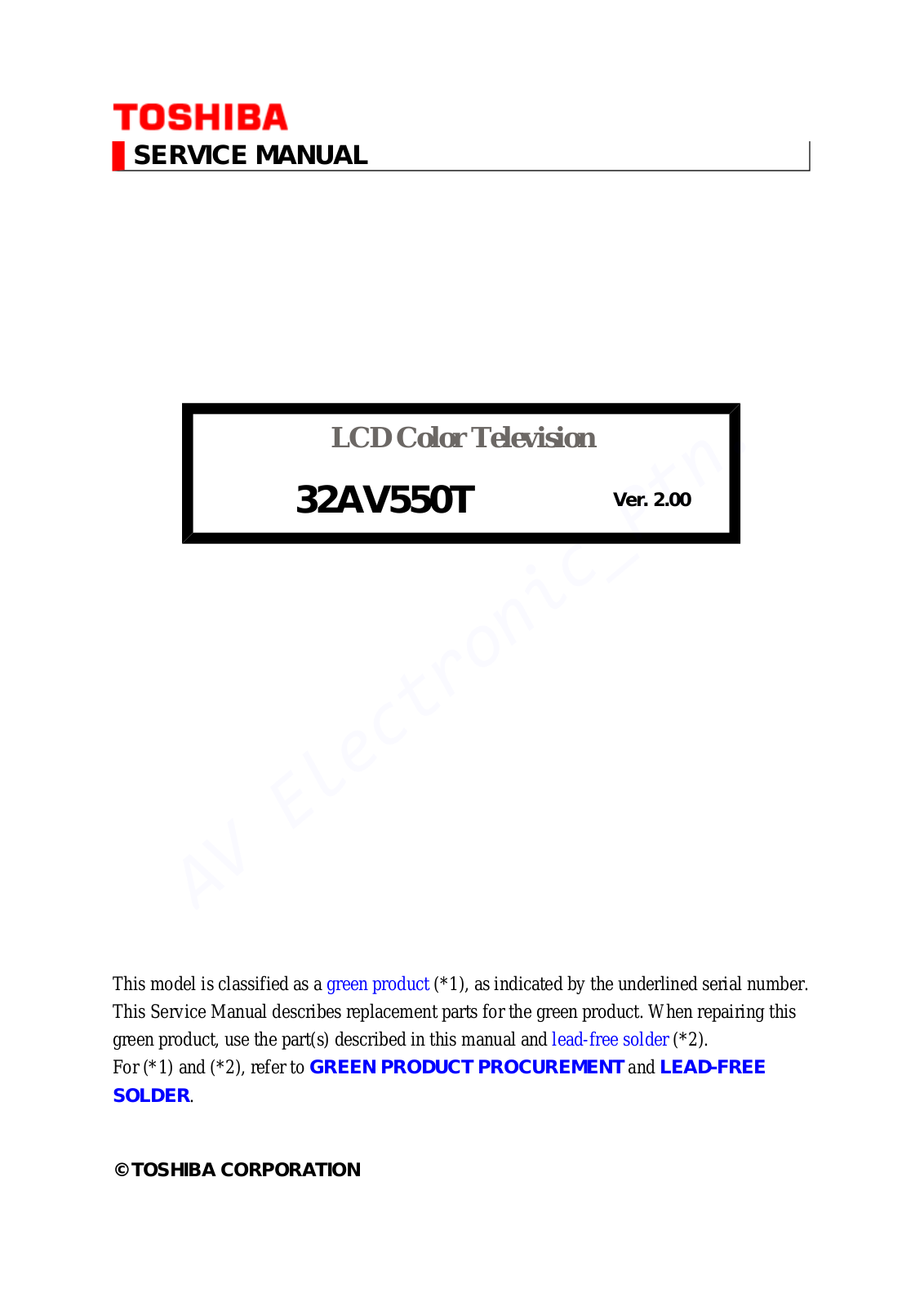 Toshiba 32AV550T Schematic