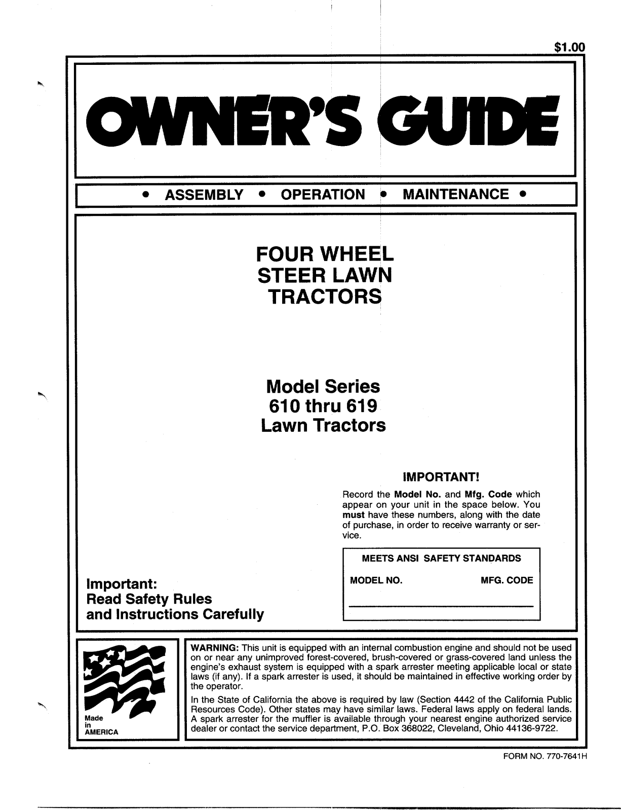 MTD 610, 619 User Manual