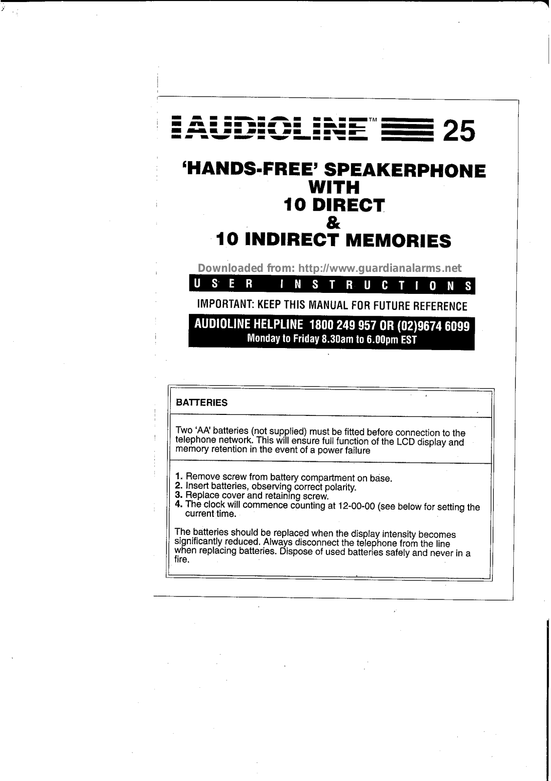 Audioline 25 User Manual