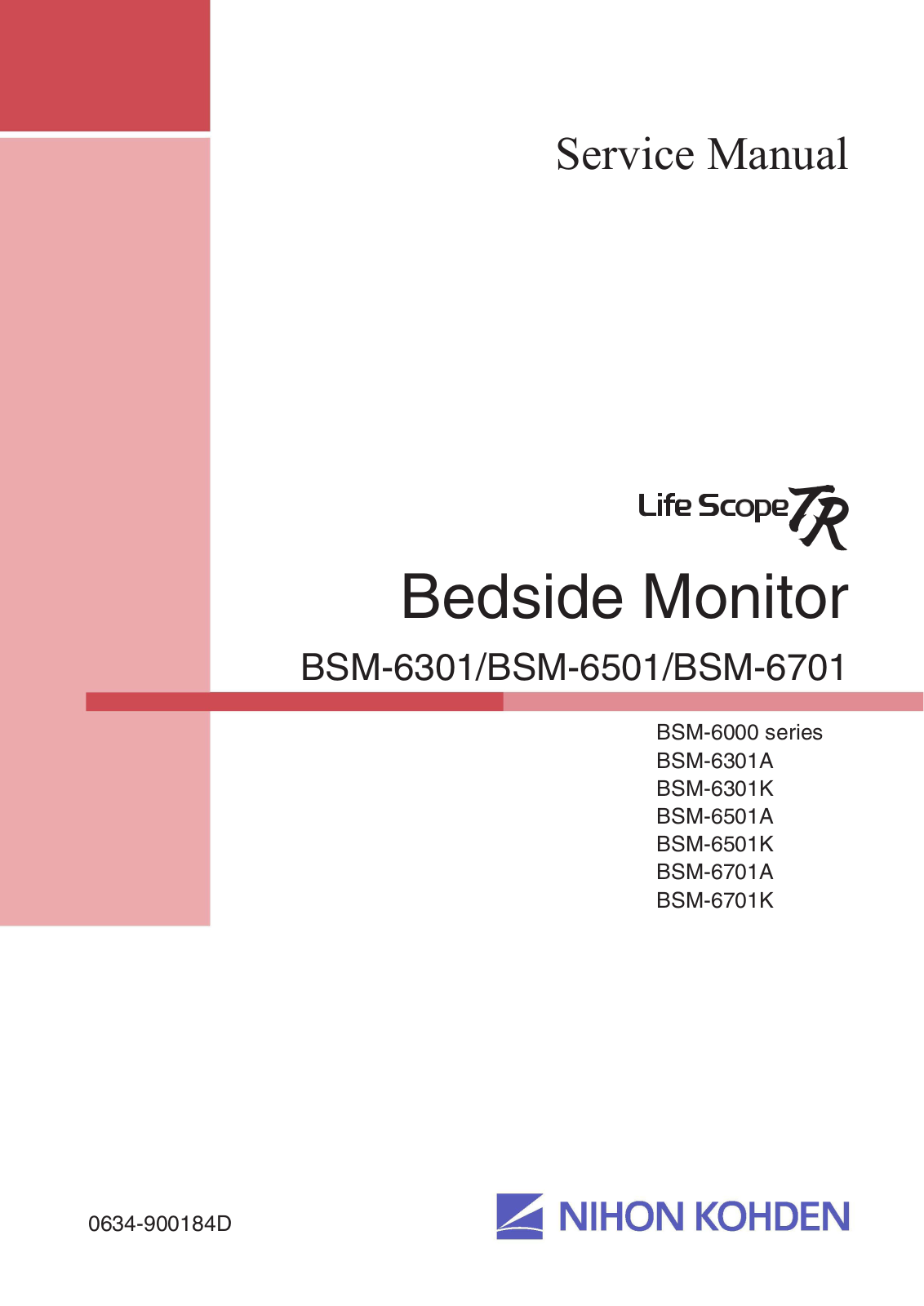 Nihon Kohden BSM-6000 User manual