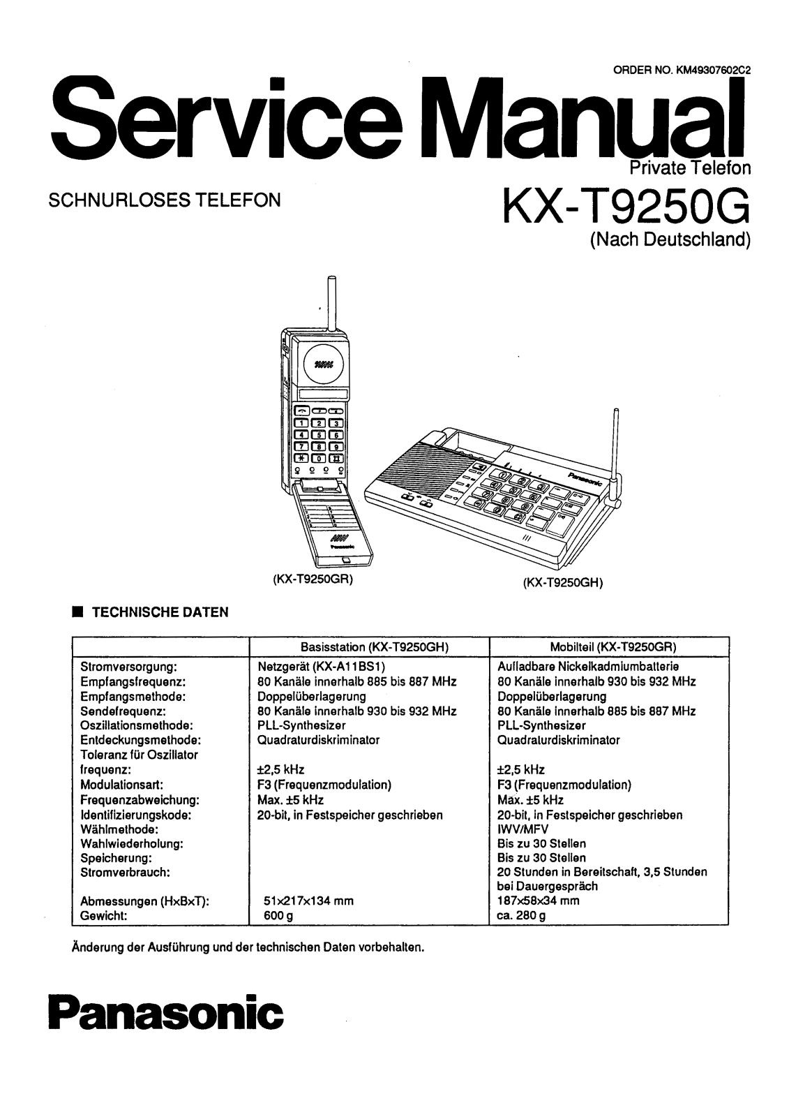 PANASONIC KX-t9250g Service manual