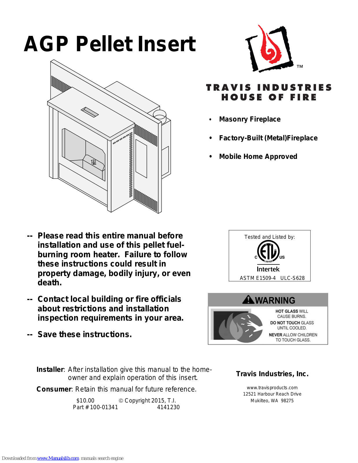 Travis Industries AGP PI, AGP Pellet Insert Installation Instructions Manual - ManualMachine.com
