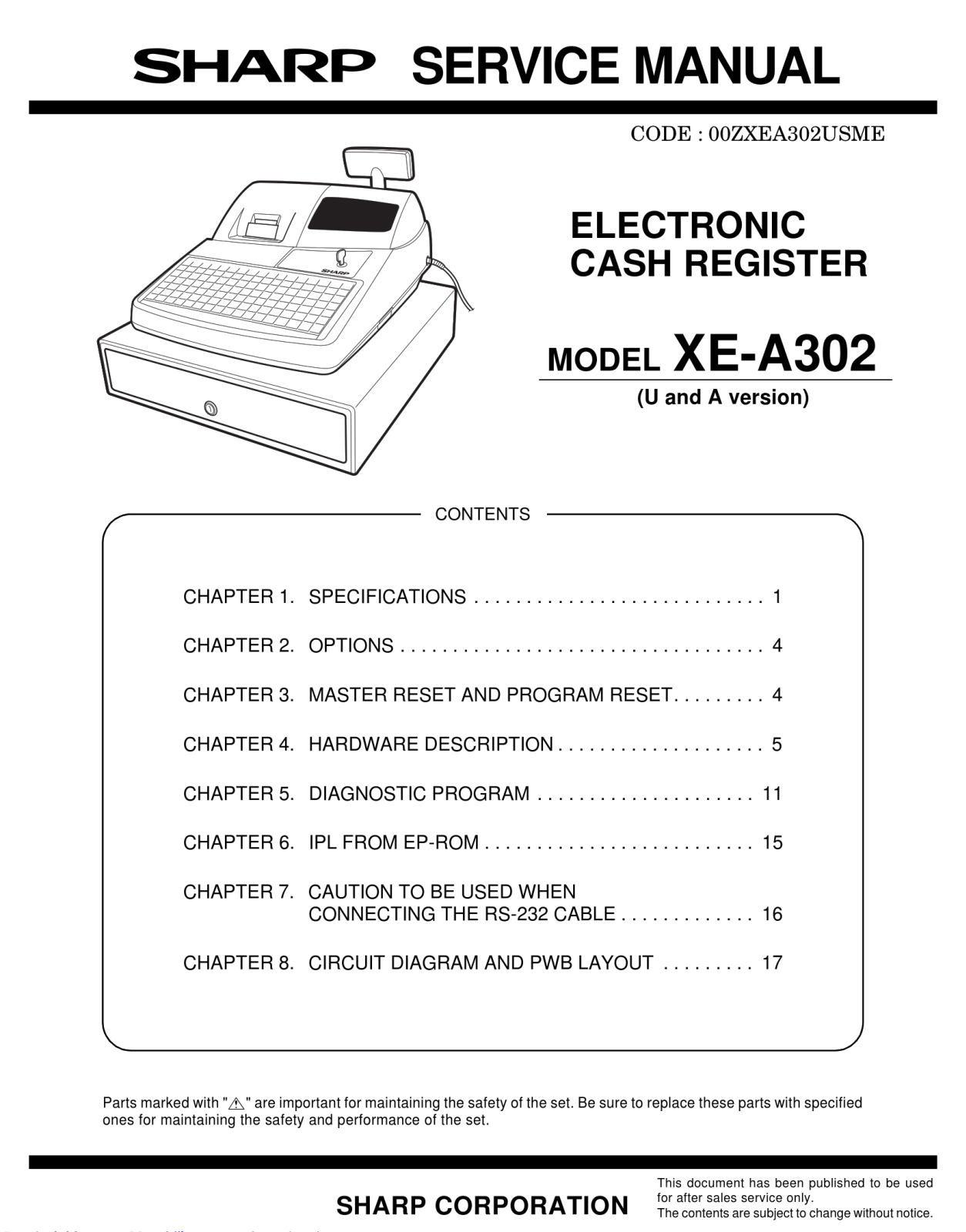 Sharp XE-A302 Service Manual