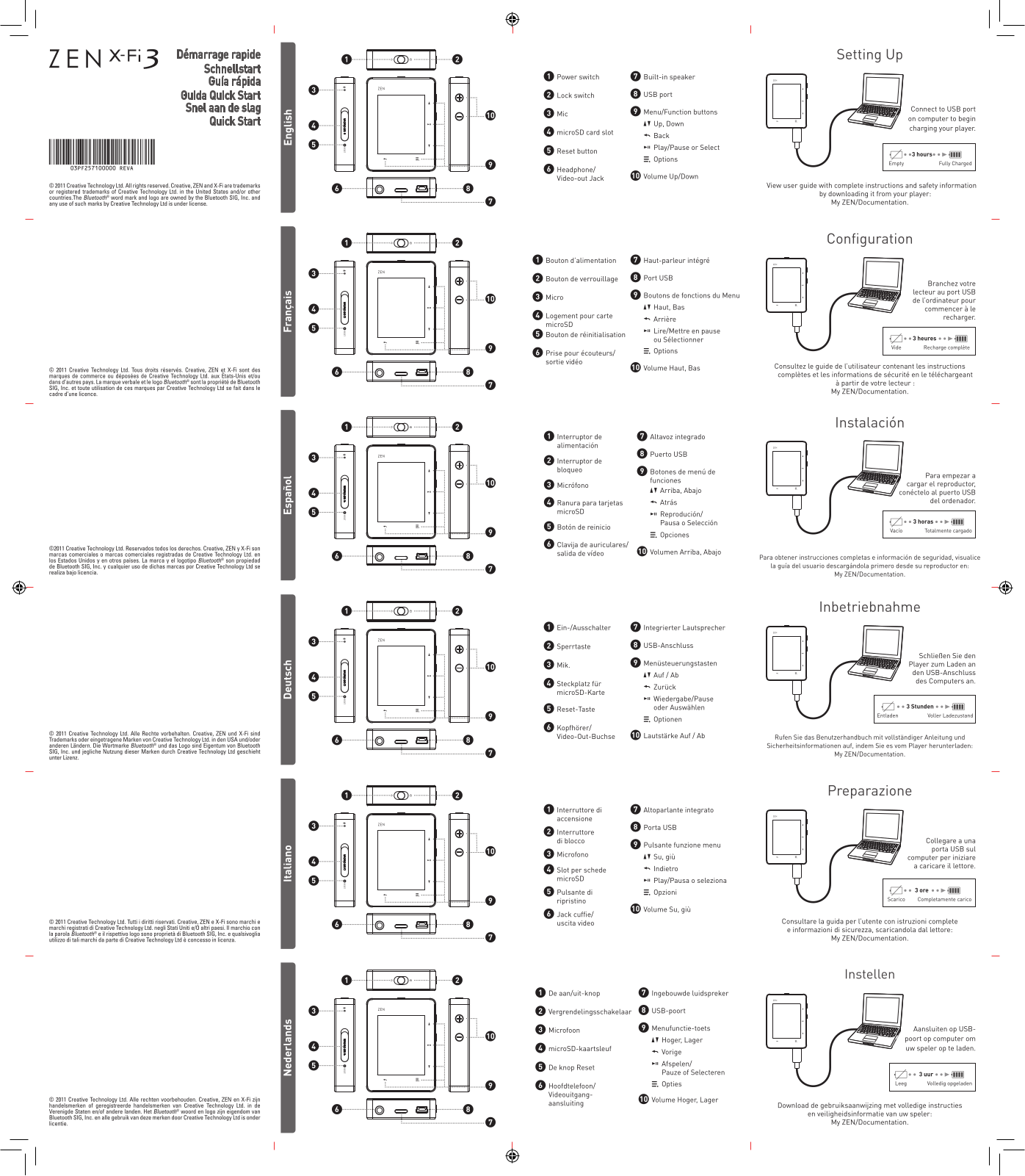 Creative Zen X Fi3 Quick Start Guide