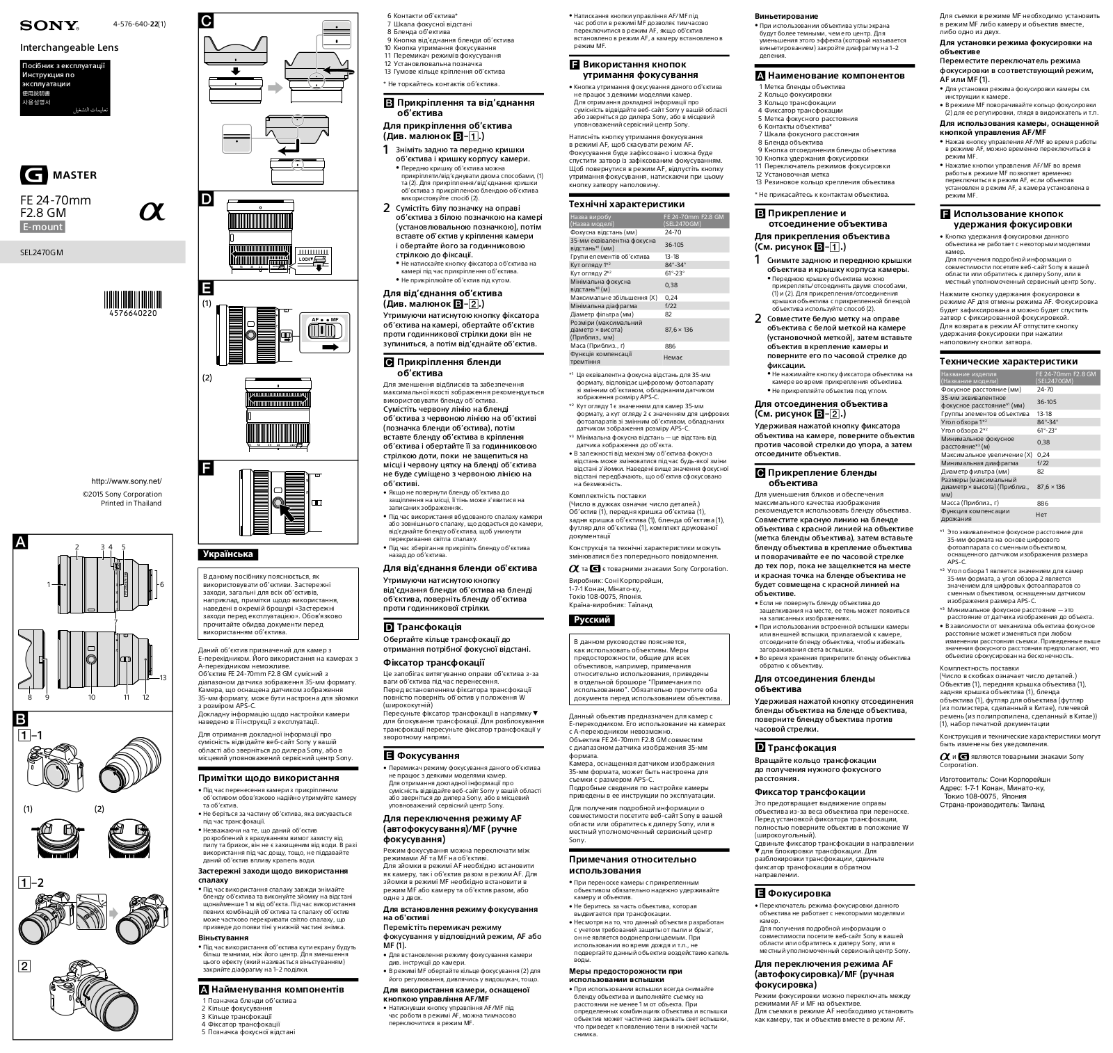 Sony FE 24-70mm f/2.8 GM Manual