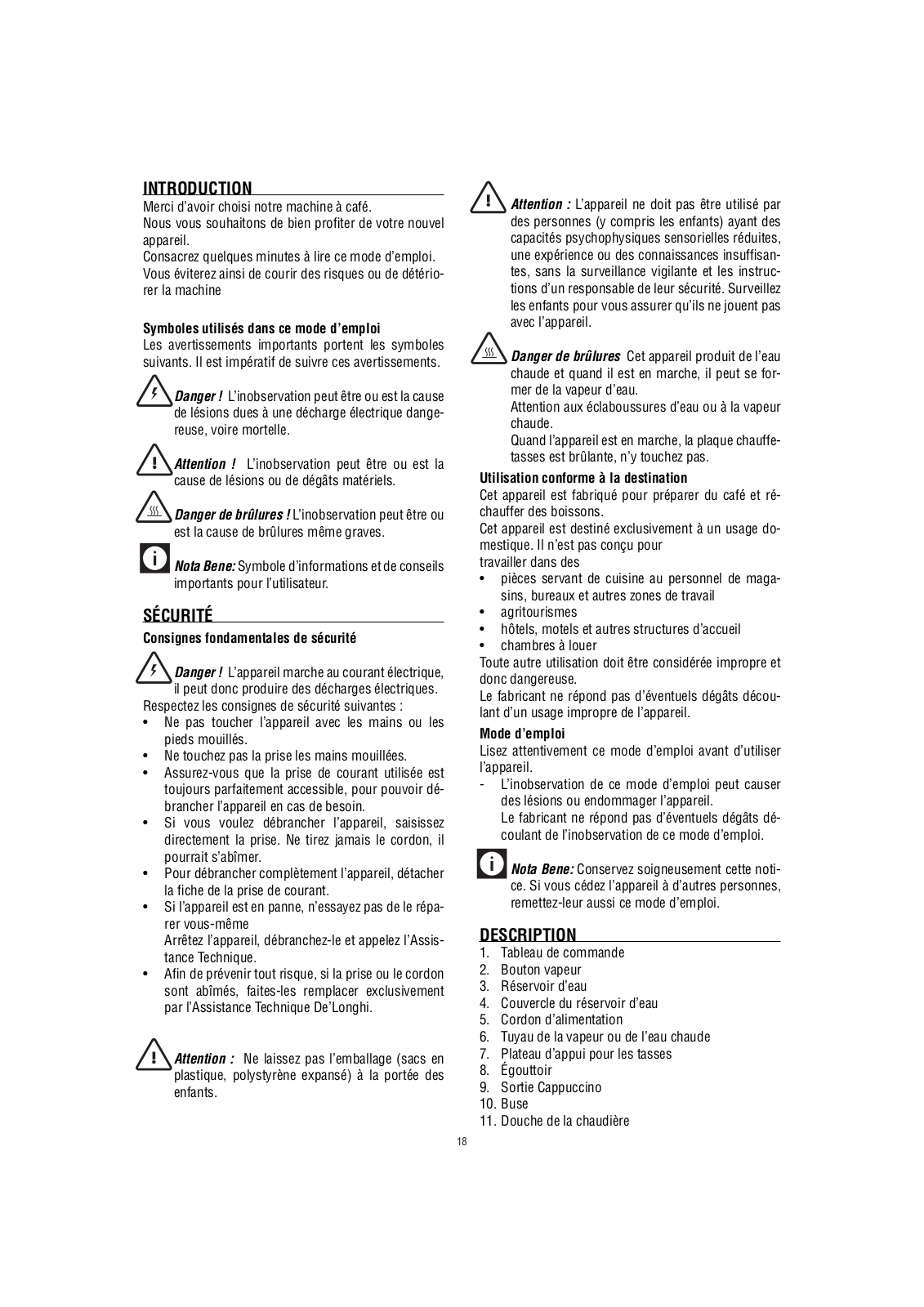 Delonghi ECO310.BK Instruction manuals