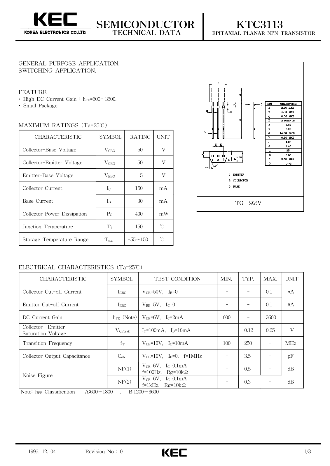 KEC KTC3113 Datasheet