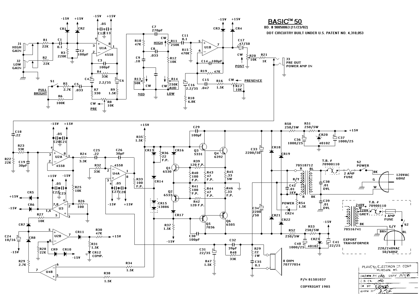 Peavey basic 50 schematic