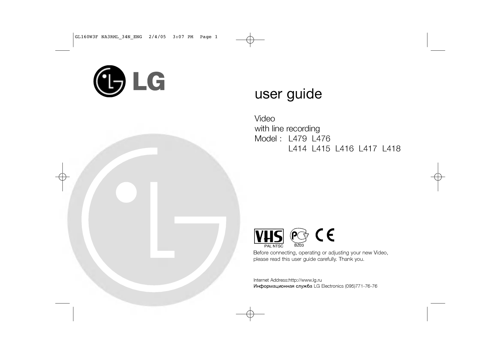 LG GL180W3F User guide
