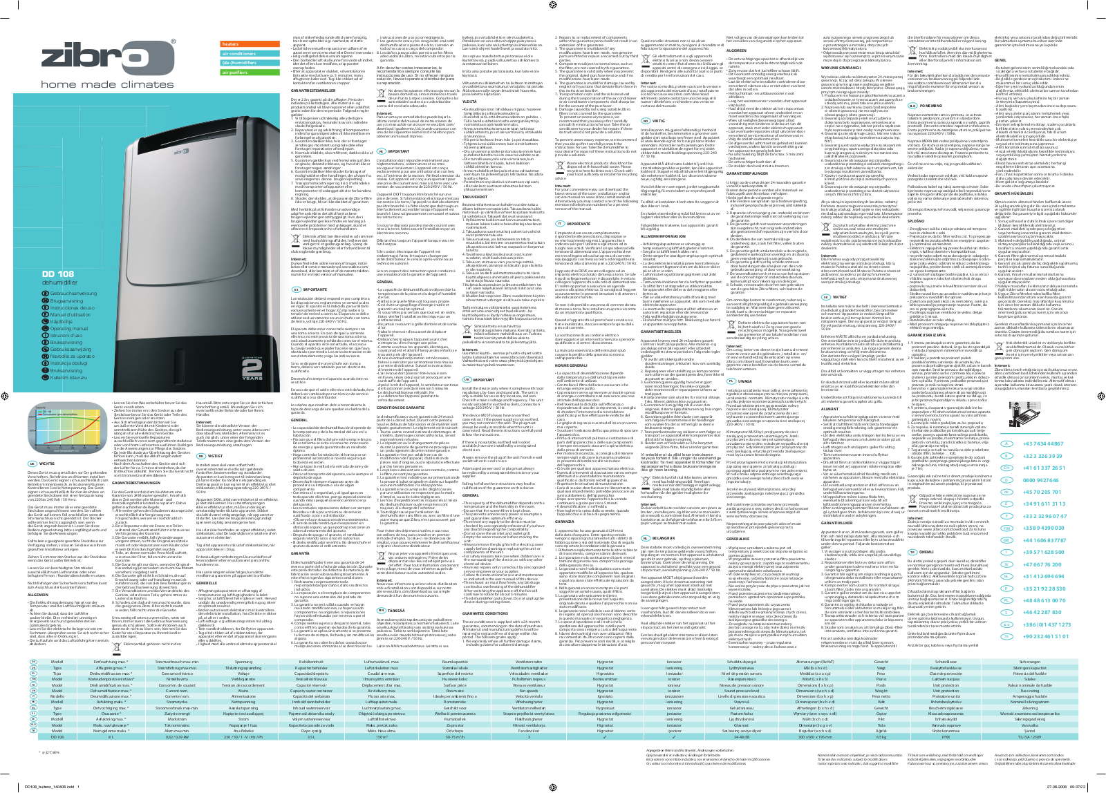 ZIBRO DD 108 User Manual