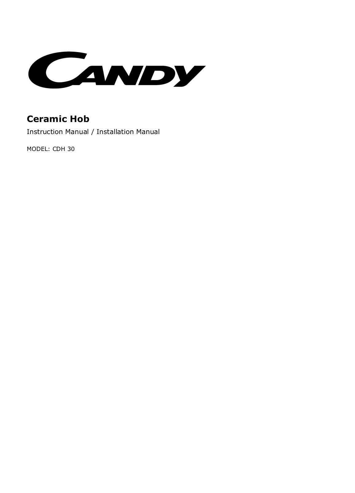 Candy CDH 30 User Manual