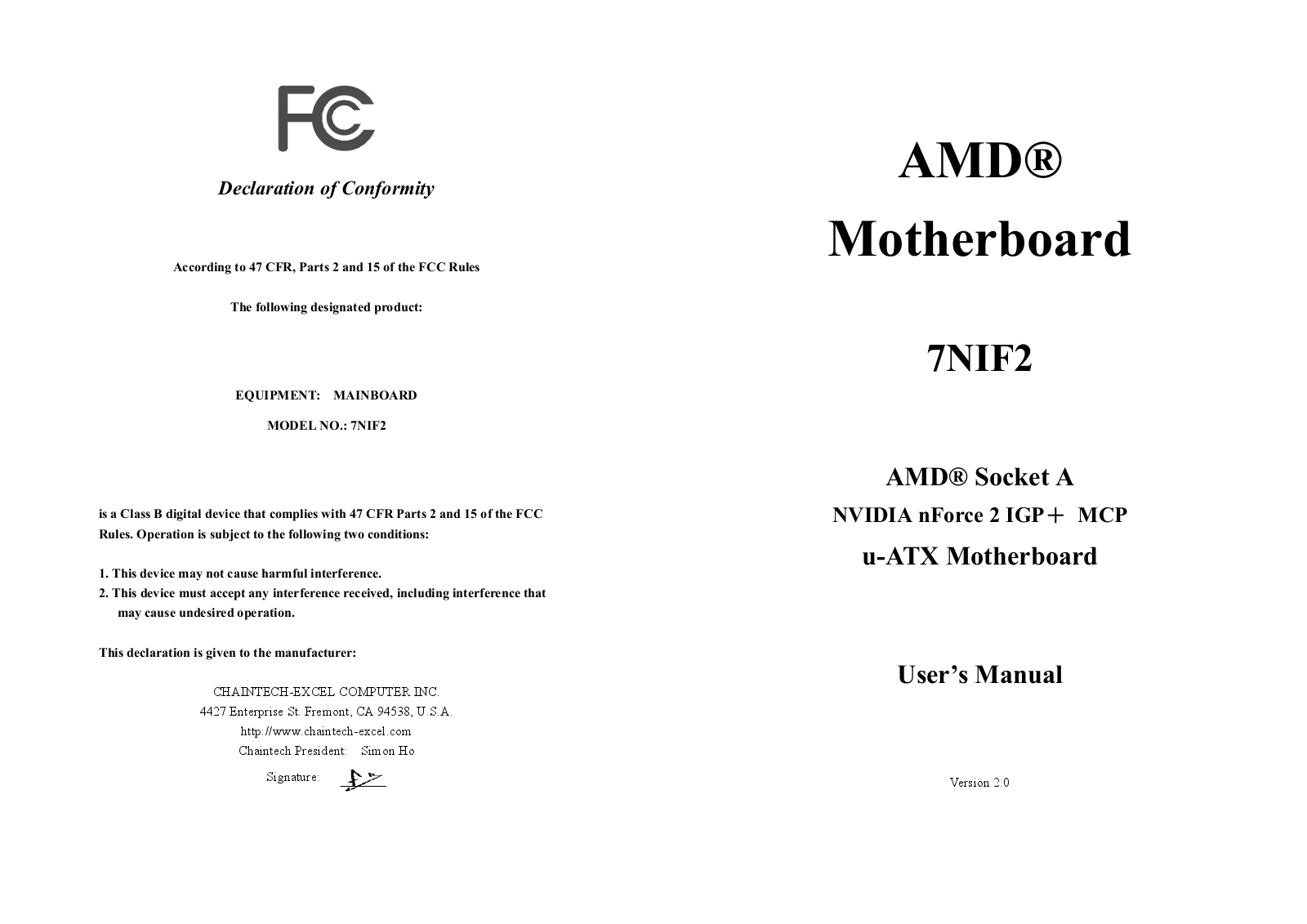 AMD 7NIF2 User Manual