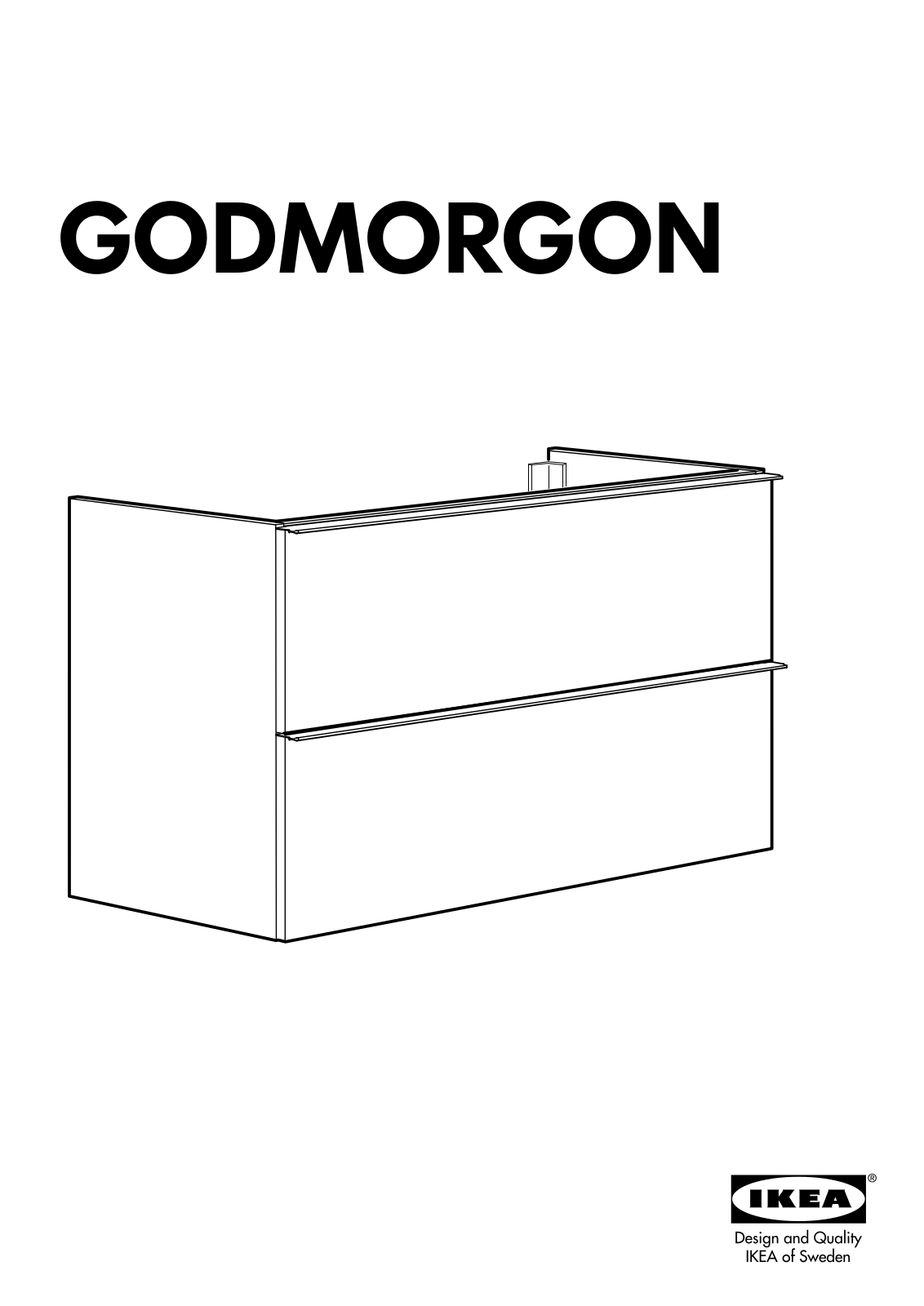 IKEA GODMORGEN SINK CABINET W- 2 DRAWERS 39X18X22 Assembly Instruction