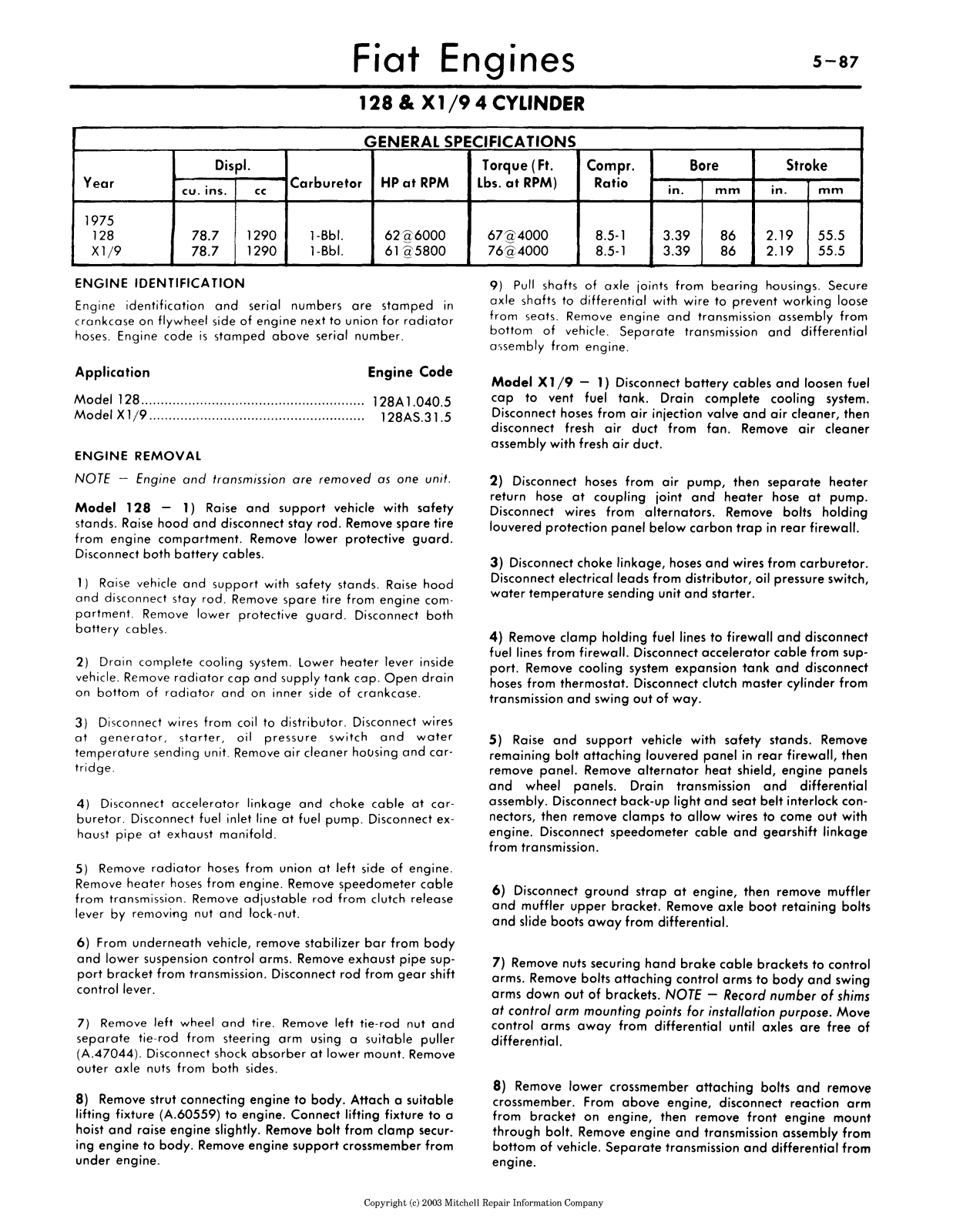 Fiat X1-9 2003 User Manual