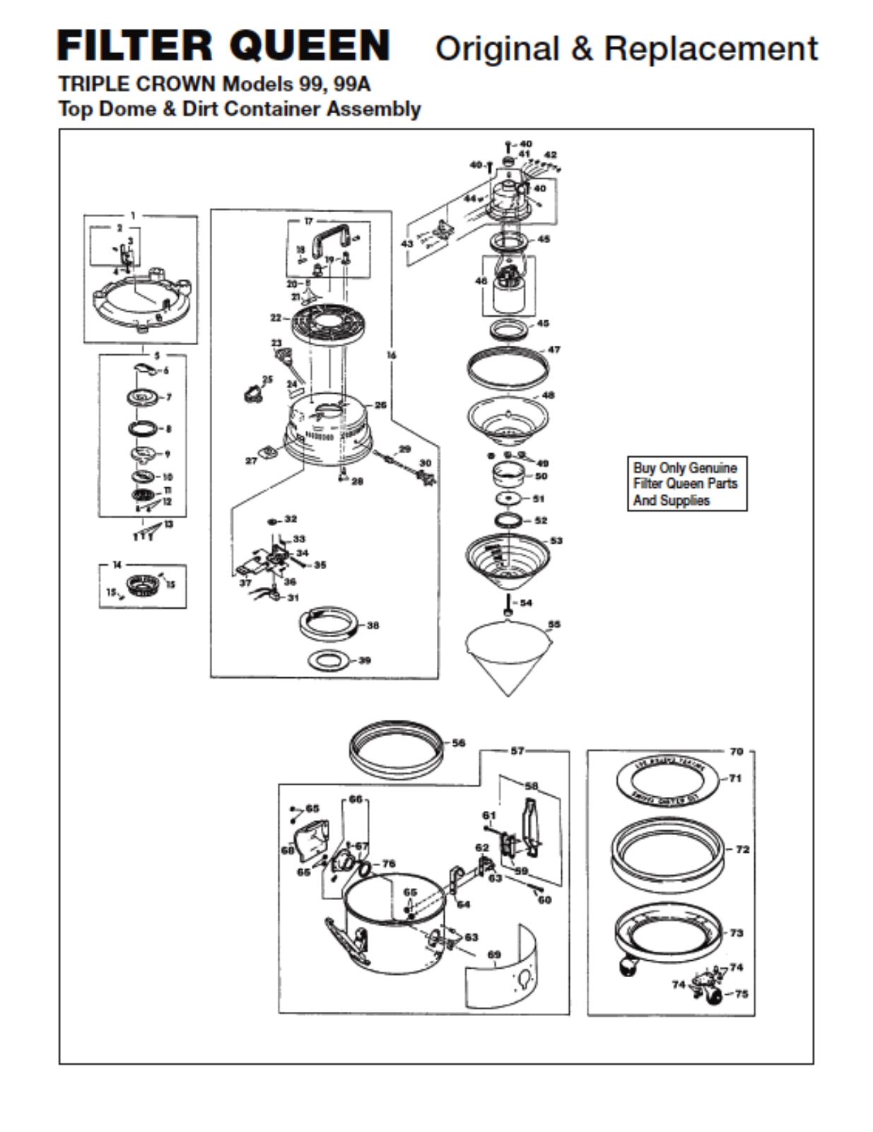 Filter Queen 99a, 99 Owner's Manual