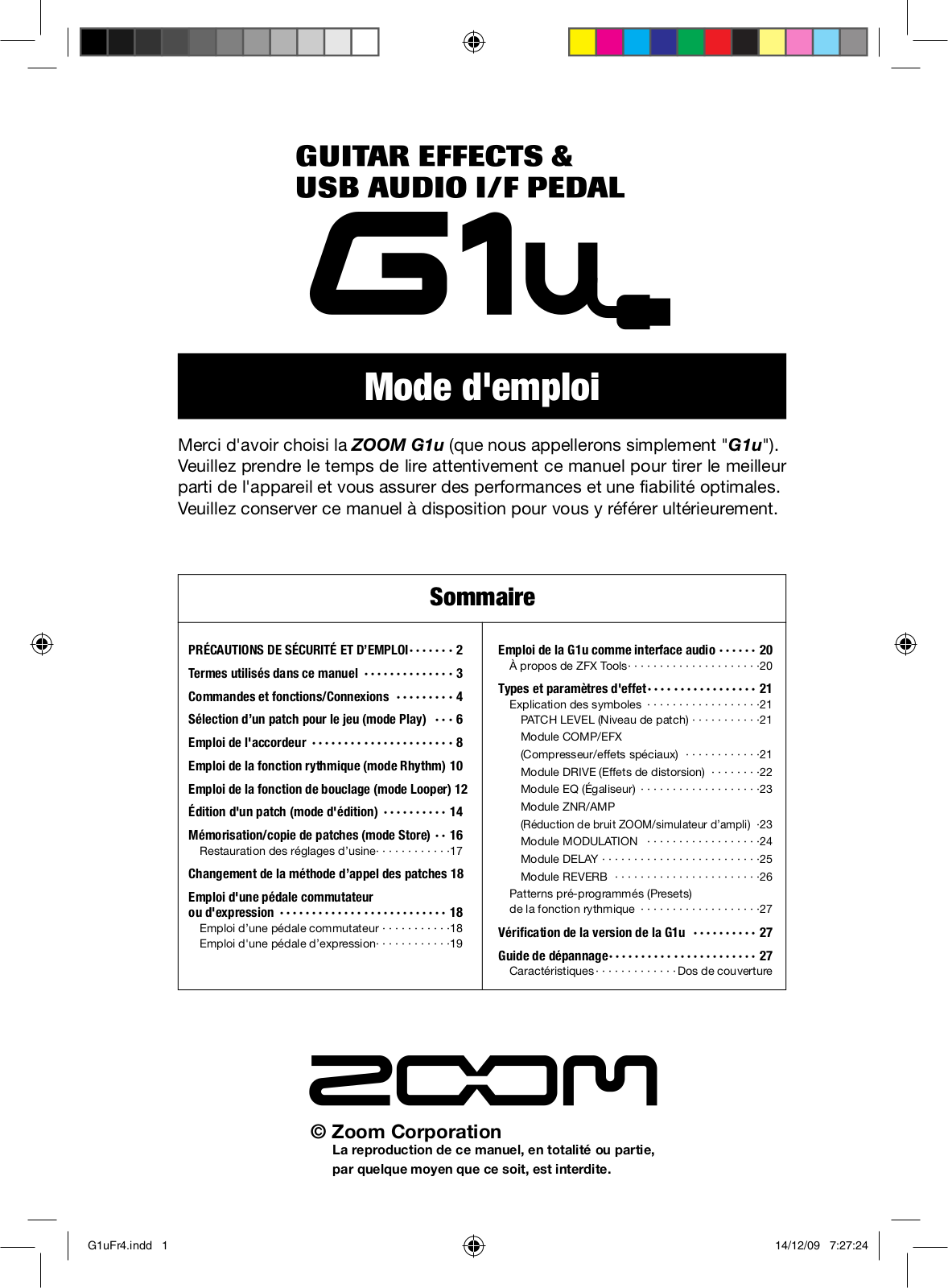 Zoom G1u User Manual