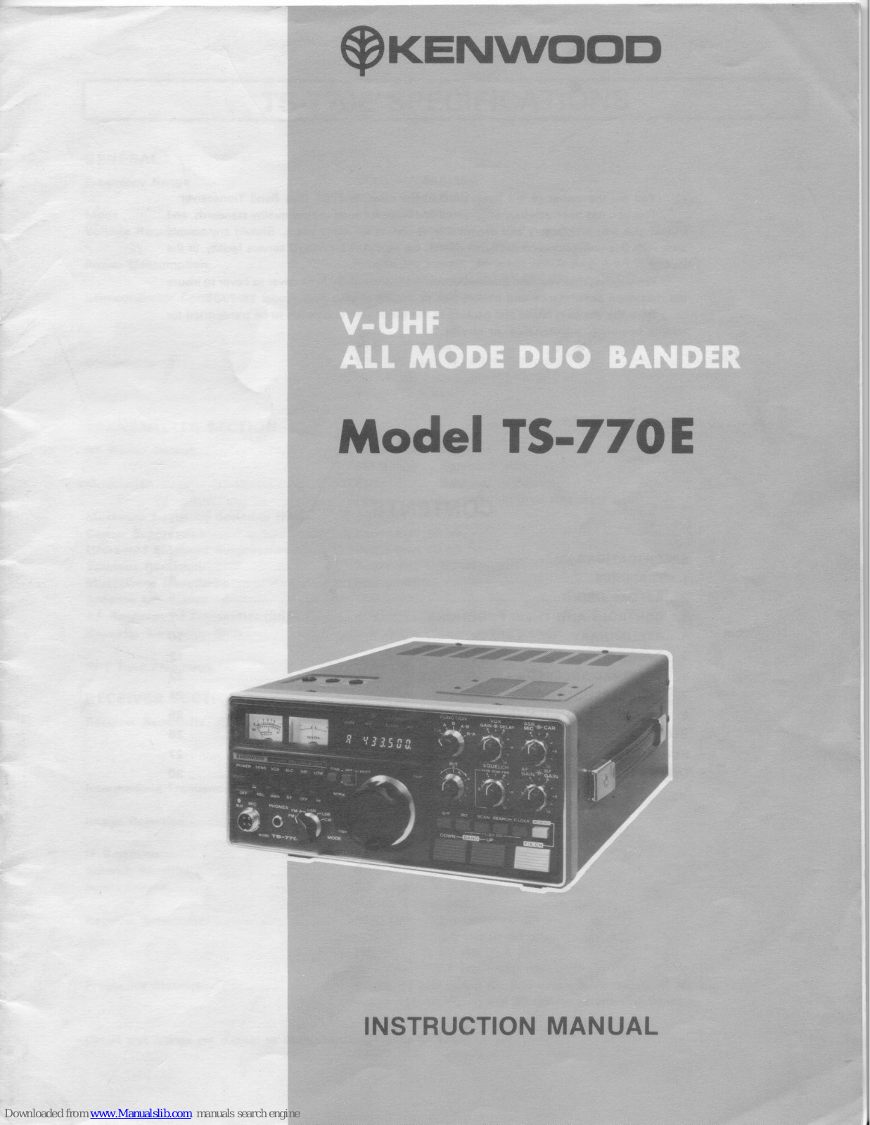 Kenwood TS-770E Instruction Manual