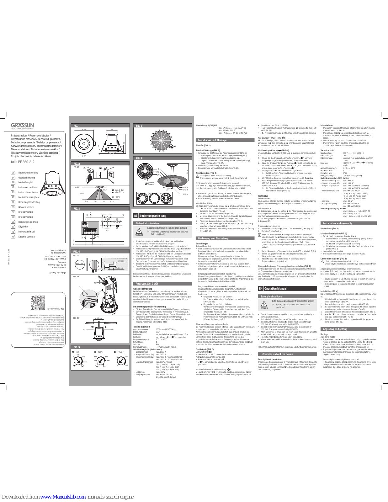 Grasslin talis PF 360-8-2 Operating Manual Set - ManualMachine.com
